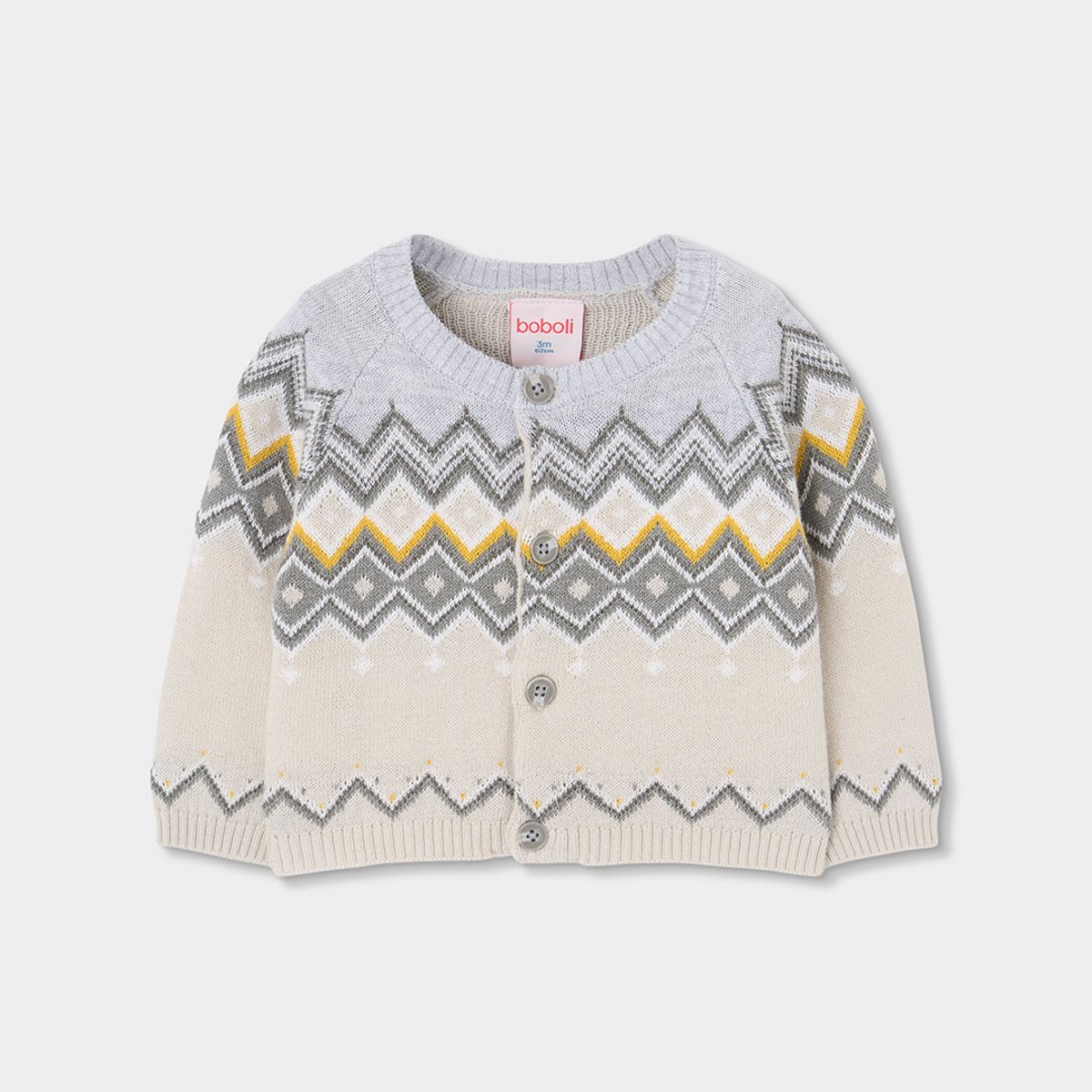 Gilet bébé maille imprimé géométrique beige, BOBOLI