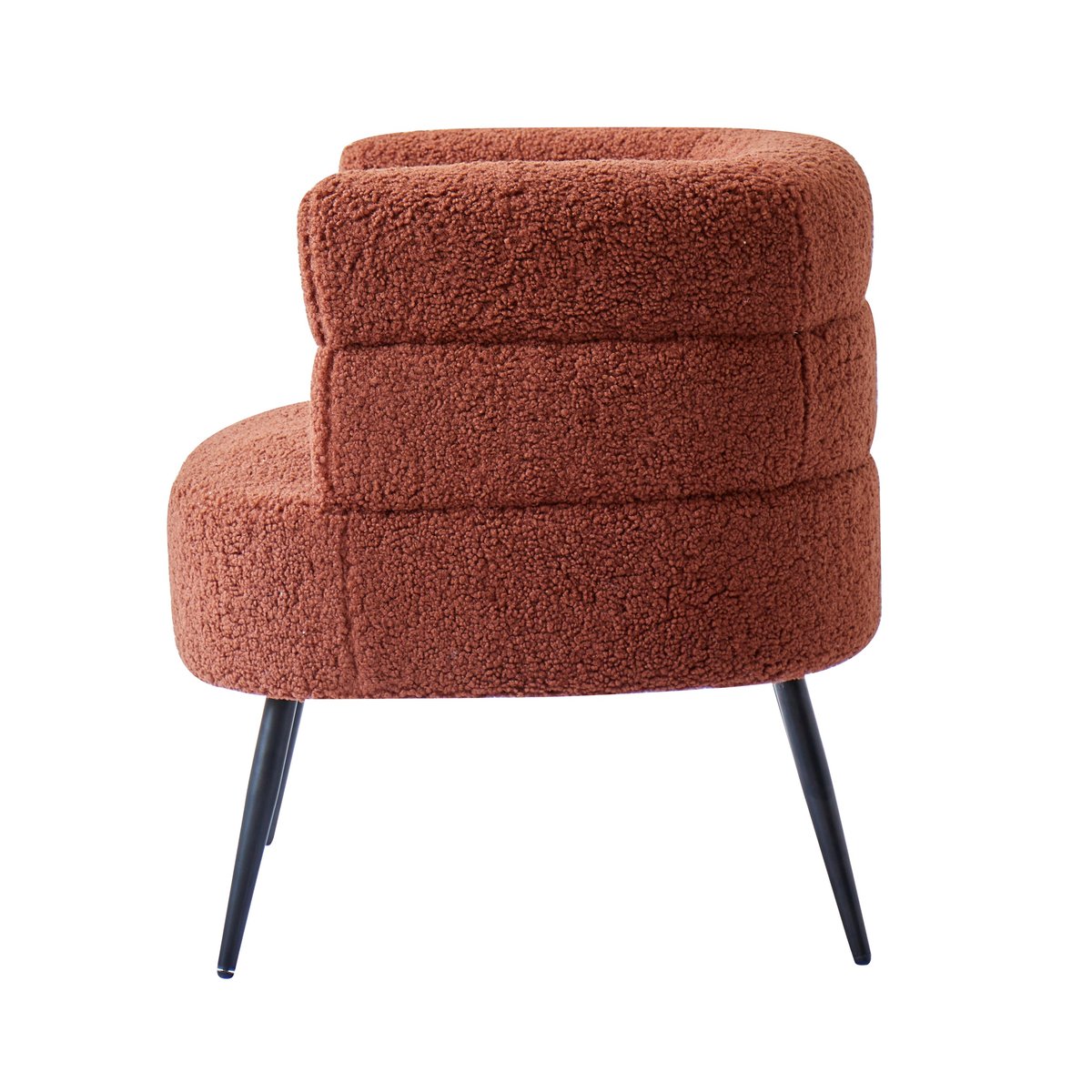 Fauteuil de salon métal et bouclette, KORGEN terracotta et noir, NORDLYS