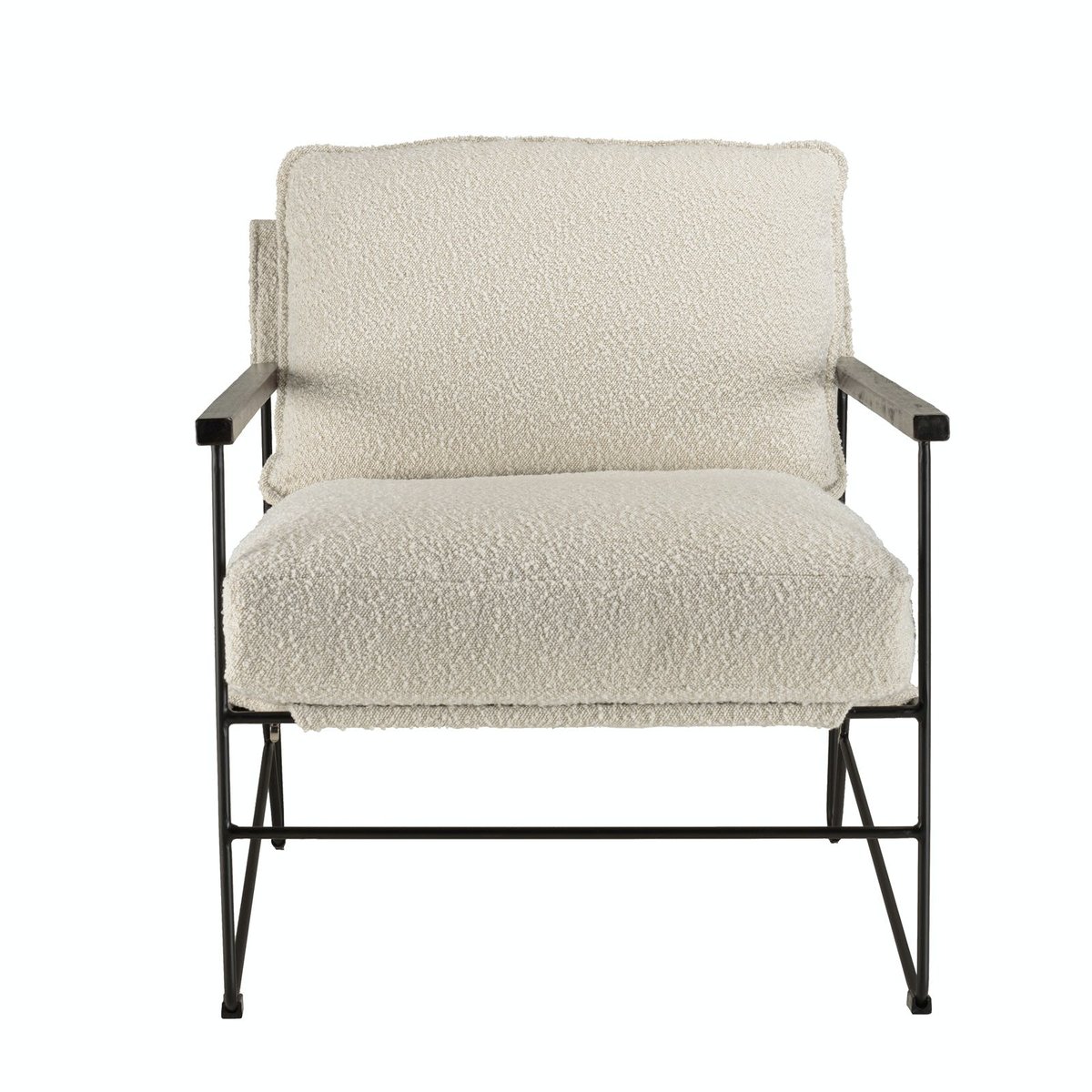 Fauteuil structure métal tissu bouclette blanc TIM ecru, PIER IMPORT