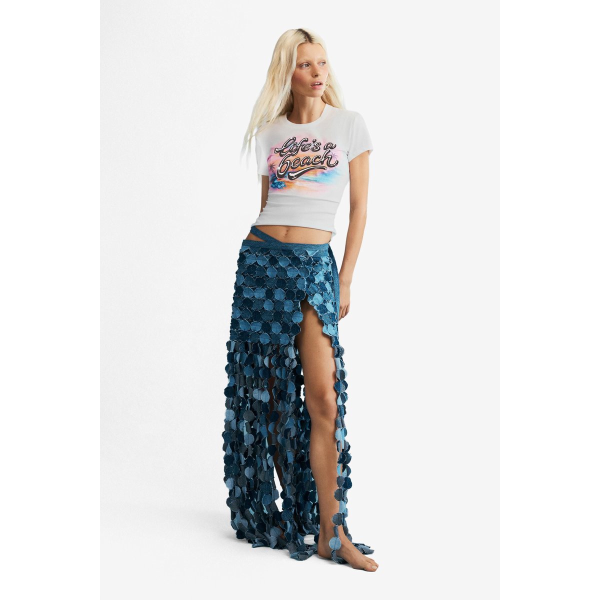 T-shirt coton imprimé blanc, DESIGUAL