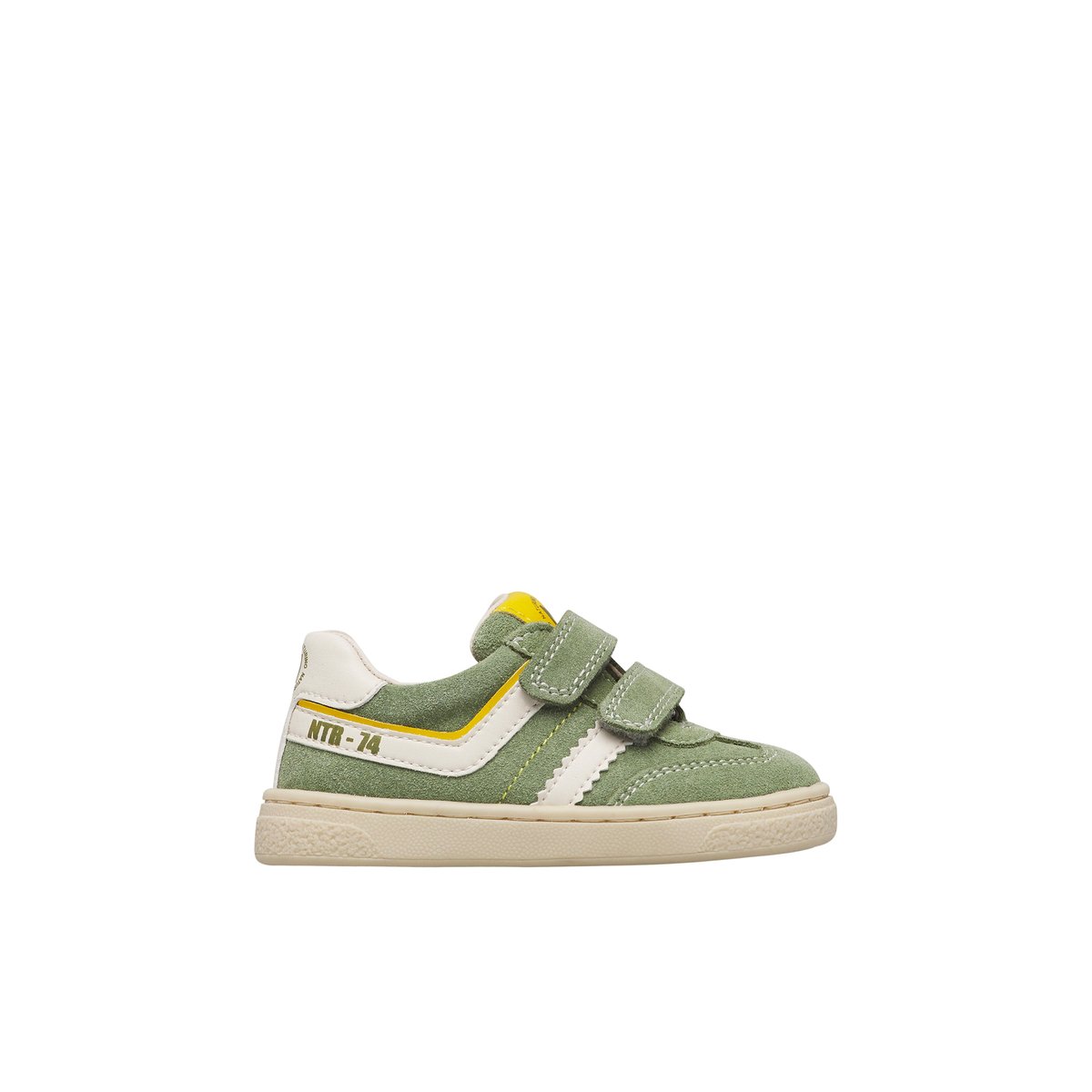 Baskets en cuir et en daim MARVES LOW VL. vert-jaune, NATURINO