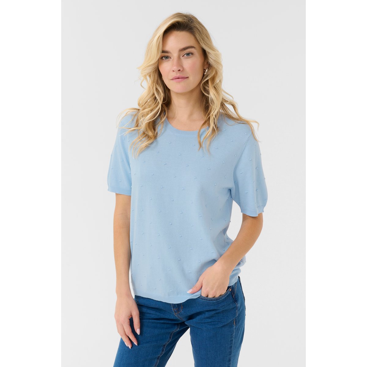 Pullover tricoté bleu clear sky, CREAM