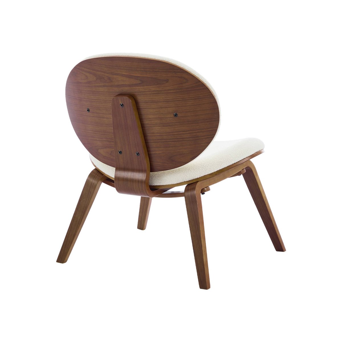 Fauteuil relax décor bois courbé et bouclette texturée INES noyer, SWEEEK