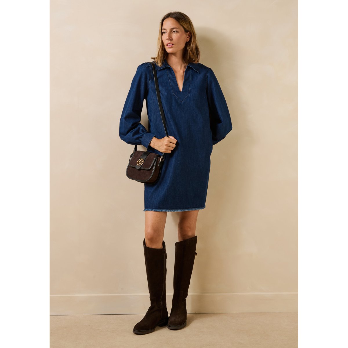 Bottes cavalières en cuir suédé ganache, LA FEE MARABOUTEE