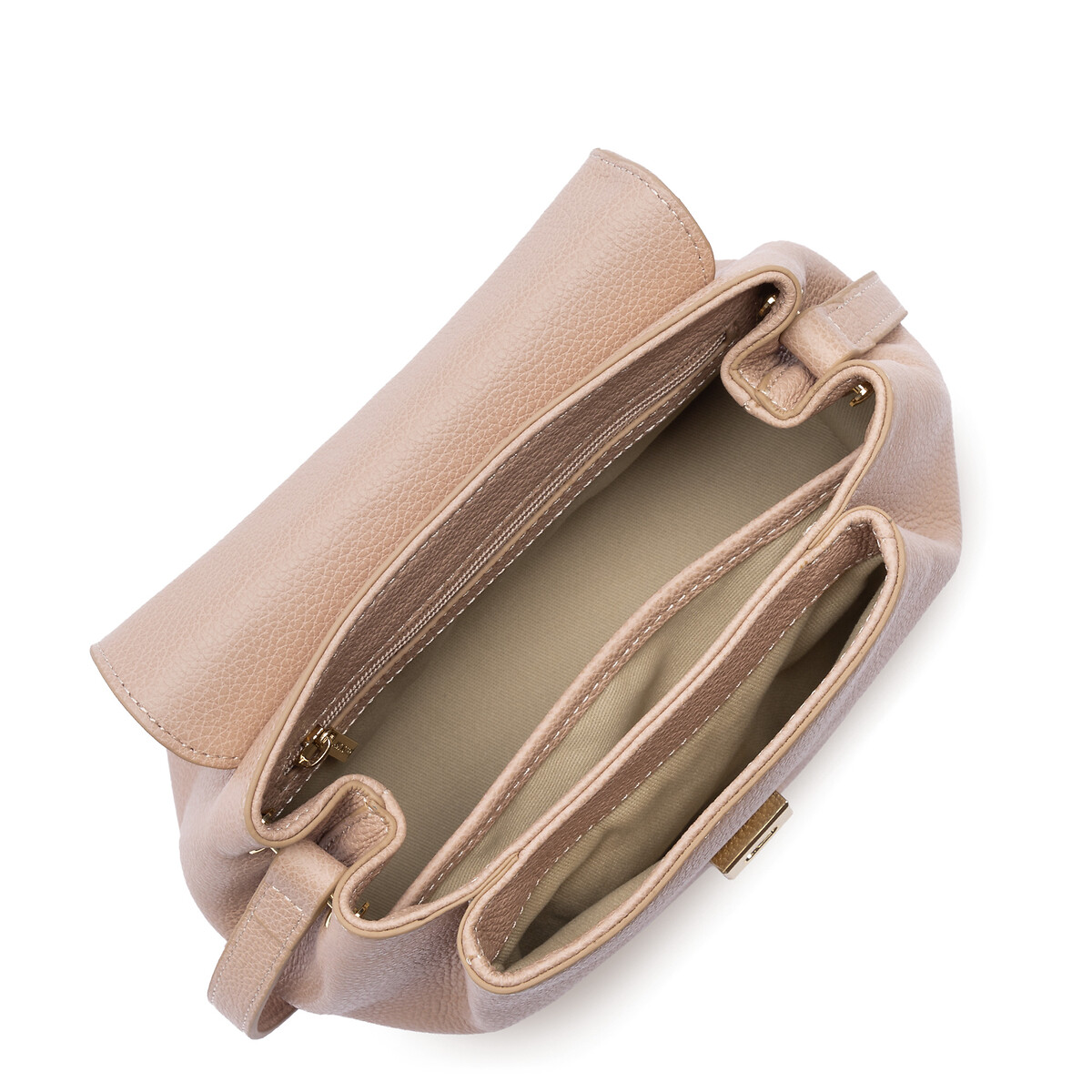 Borsa a tracolla con patta con fermo in pelle, MILANO PIA nude, LANCASTER