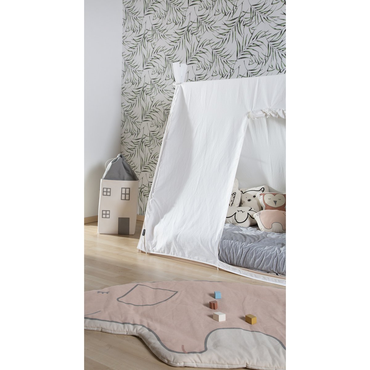 Lit tipi junior bois 90x200 cm bois blanc naturel naturel/blanc, CHILDHOME