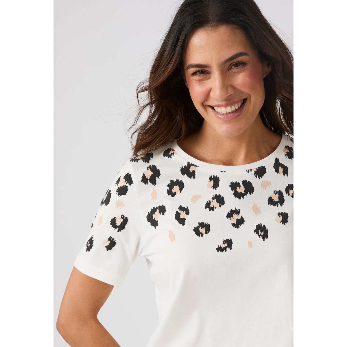 T-shirt imprimé reliefé blanc cassé, DAMART