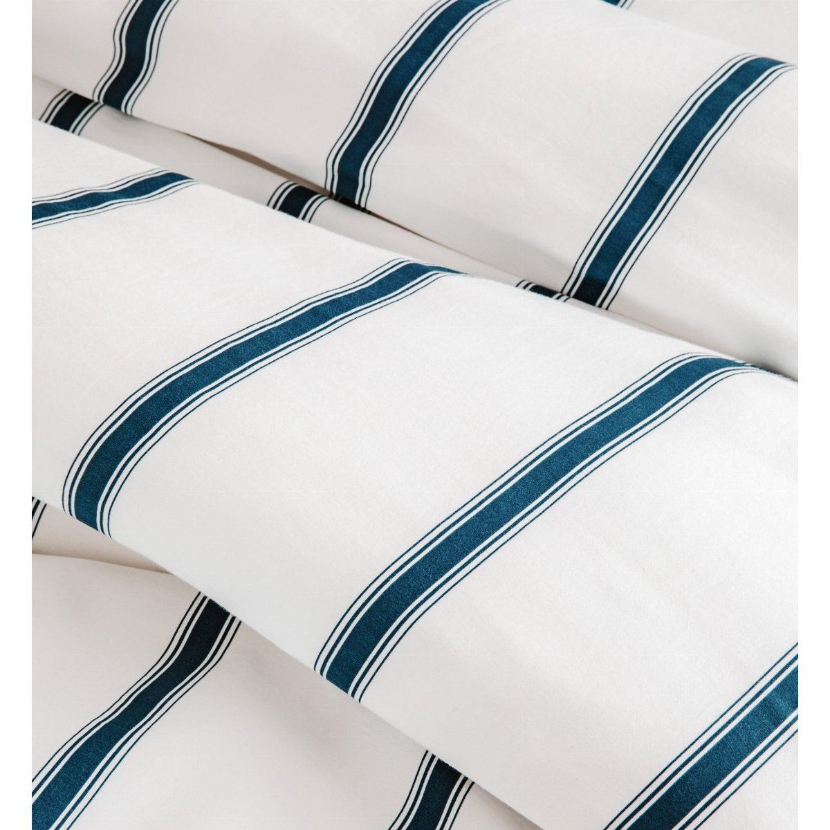 Housse de couette 1 personne Coton Bio Rayé BAÏA baïa bleu nuit, KADOLIS