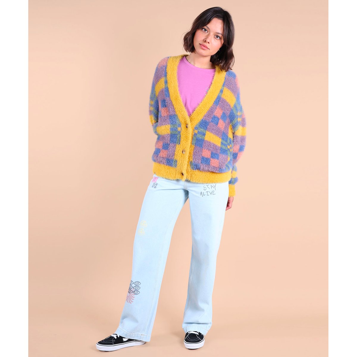Cardigan doux oversized TILE multicolore, OXBOW