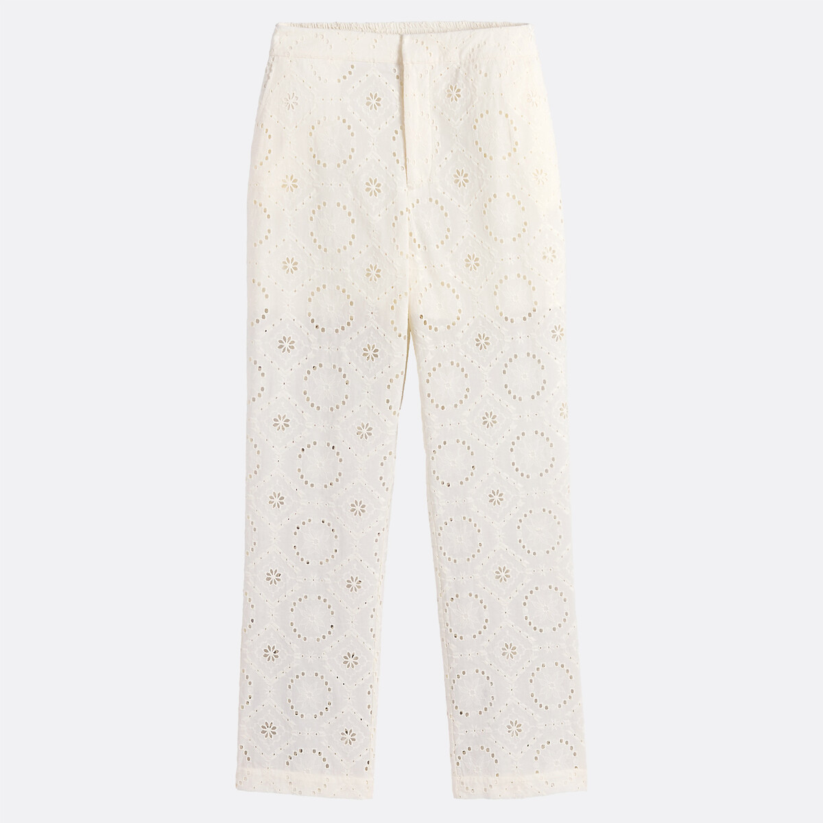Broderie Anglaise Straight Trousers ivory, LA REDOUTE COLLECTIONS
