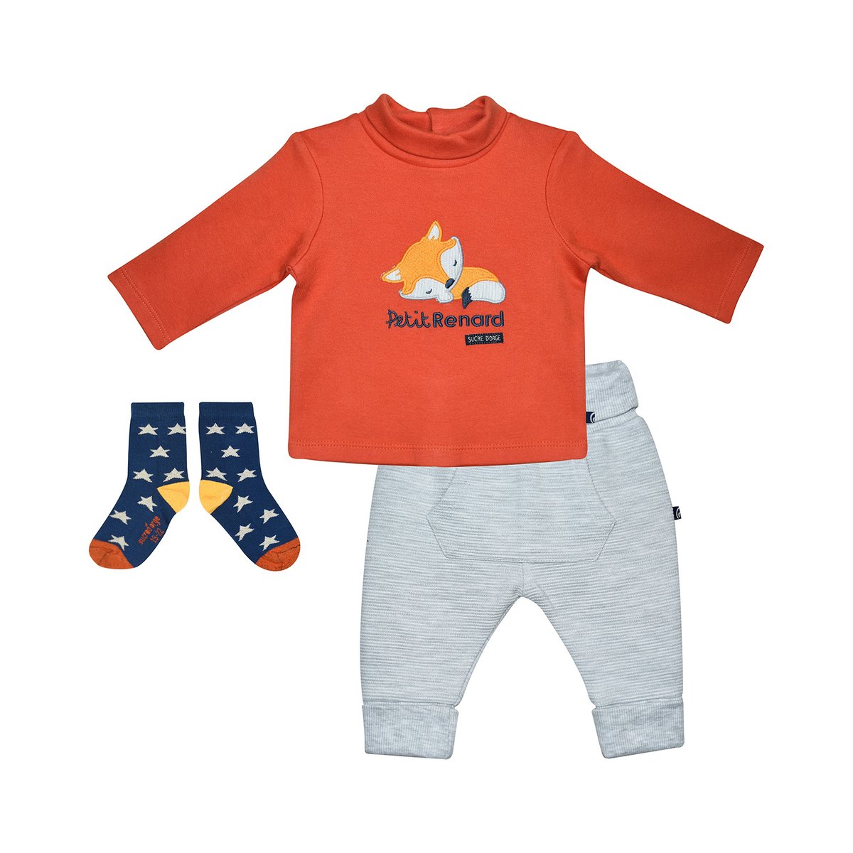 Tshirt pantalon chaussettes irvin maille naissance rouge, SUCRE D'ORGE