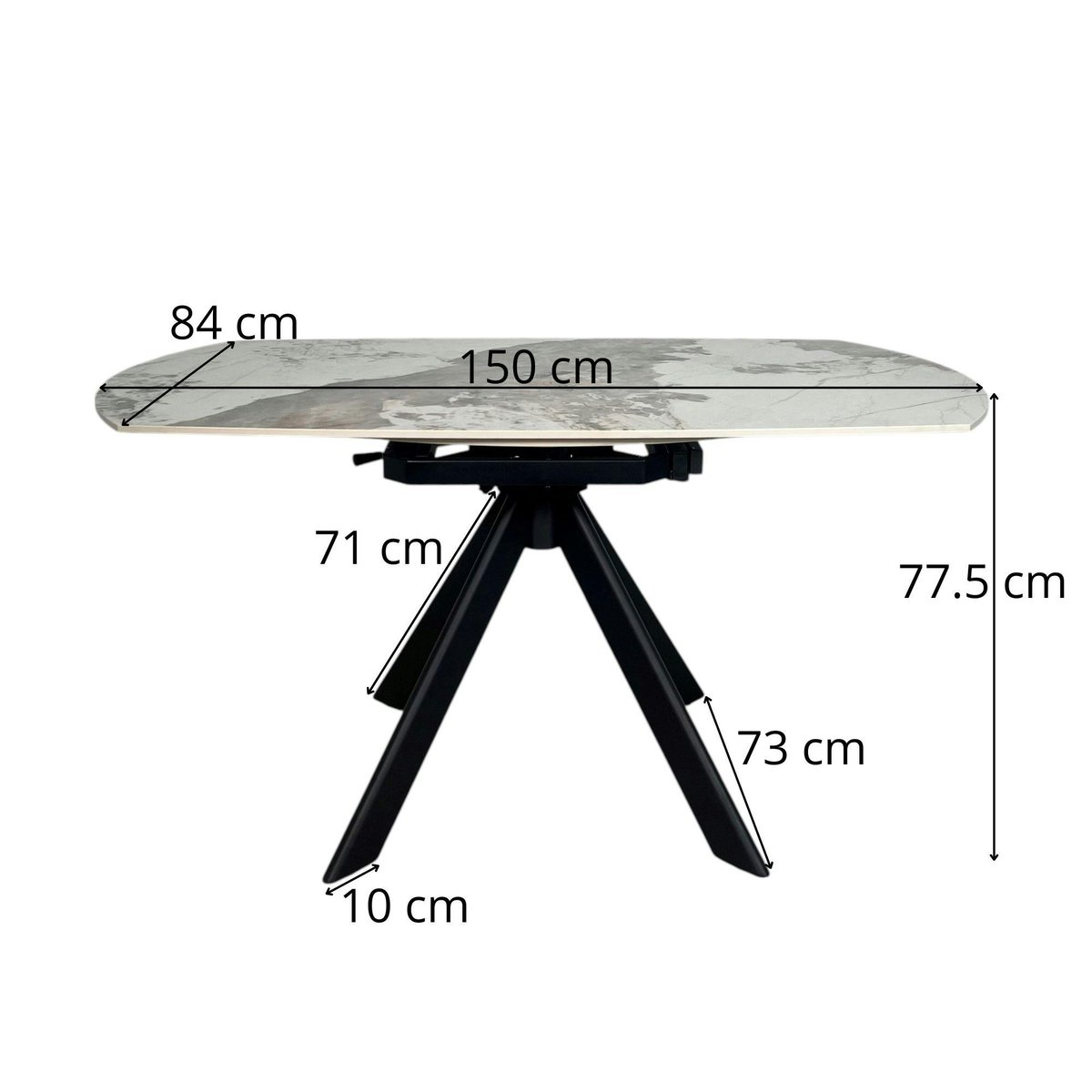 Table céramique extensible - pied central 150 cm LOMBARDIE blanc, PIER IMPORT