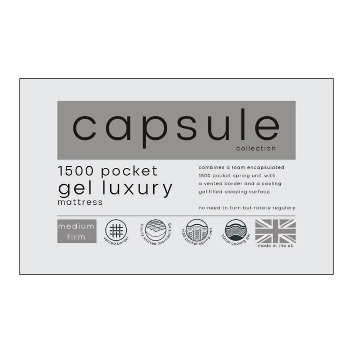 Capsule Gel Cooling 1500 Pocket Luxury Mattress white, SO'HOME