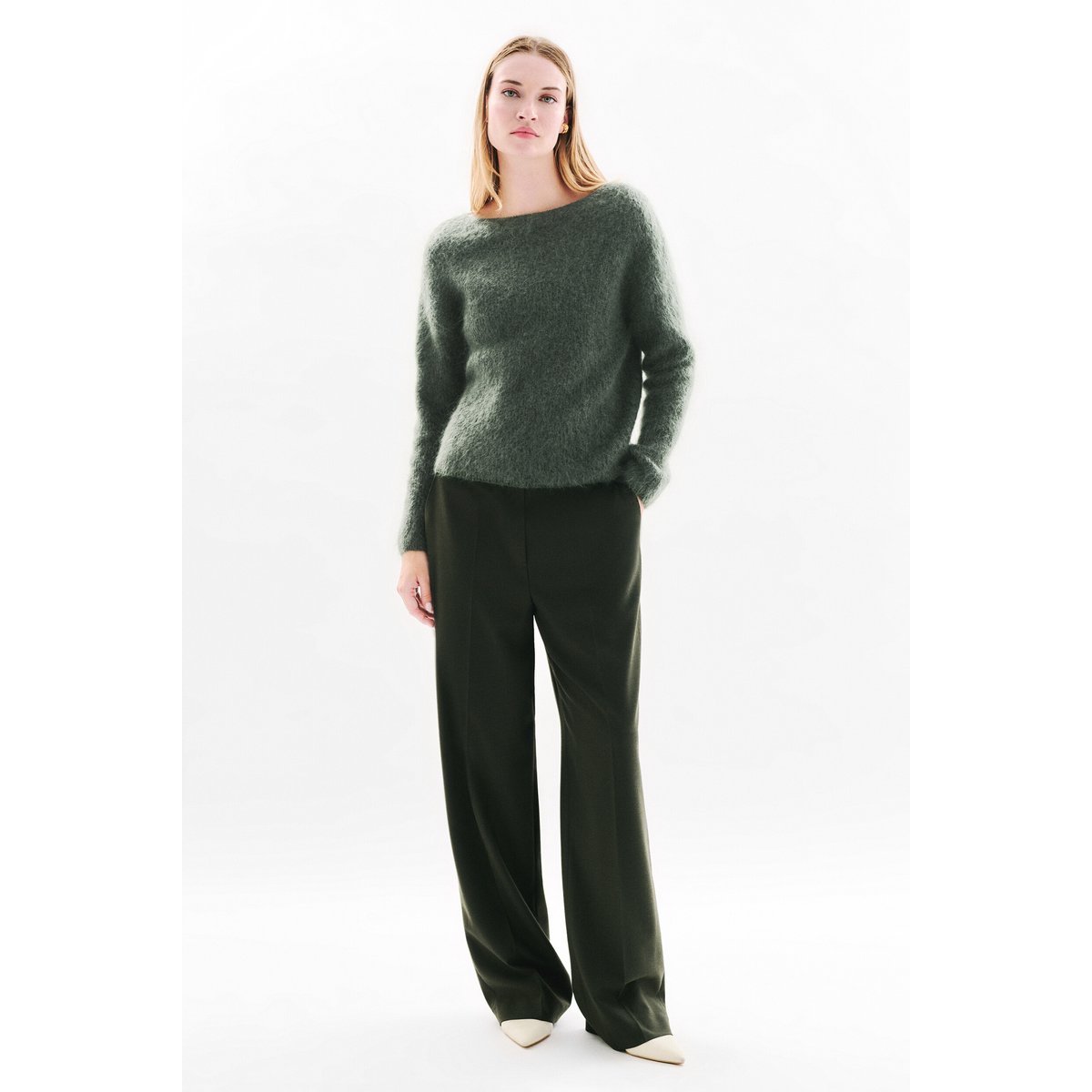 Pull droit Col MAGGIE vert kaki, CAROLL
