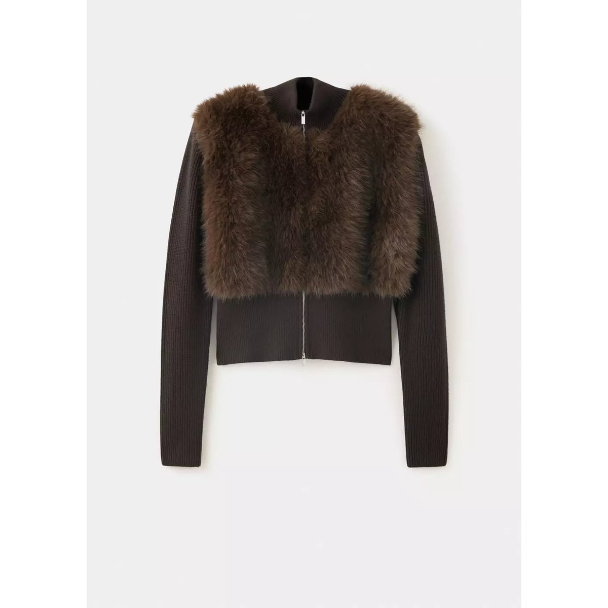 Veste imitation fourrure chocolat, MANGO
