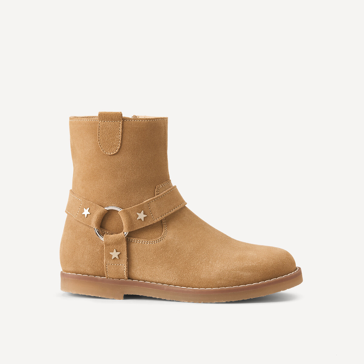 Bottines en cuir à triple bride camel, LA REDOUTE COLLECTIONS