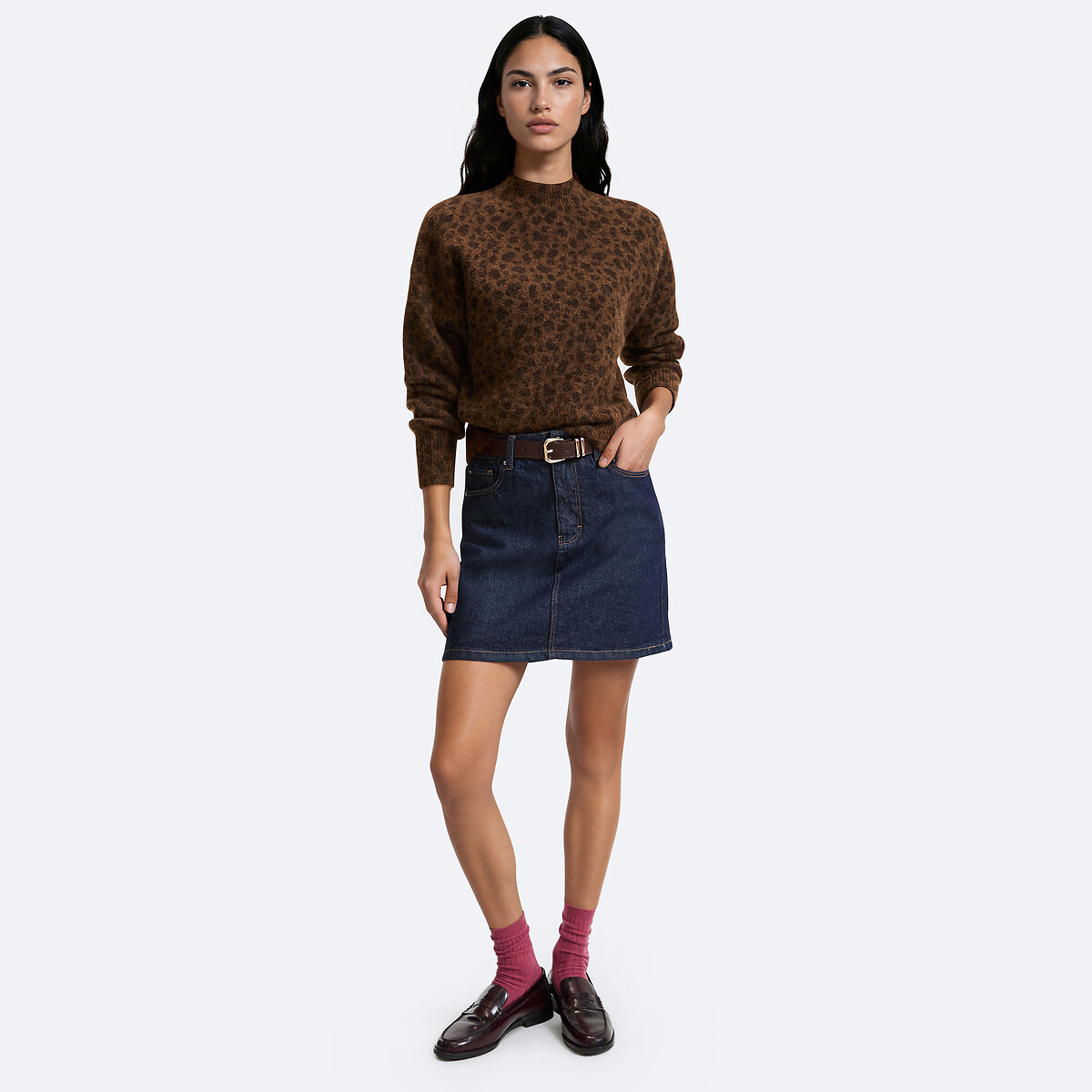 Leopard Print Alpaca/Wool Blend High Neck Jumper leopard print, LA REDOUTE COLLECTIONS