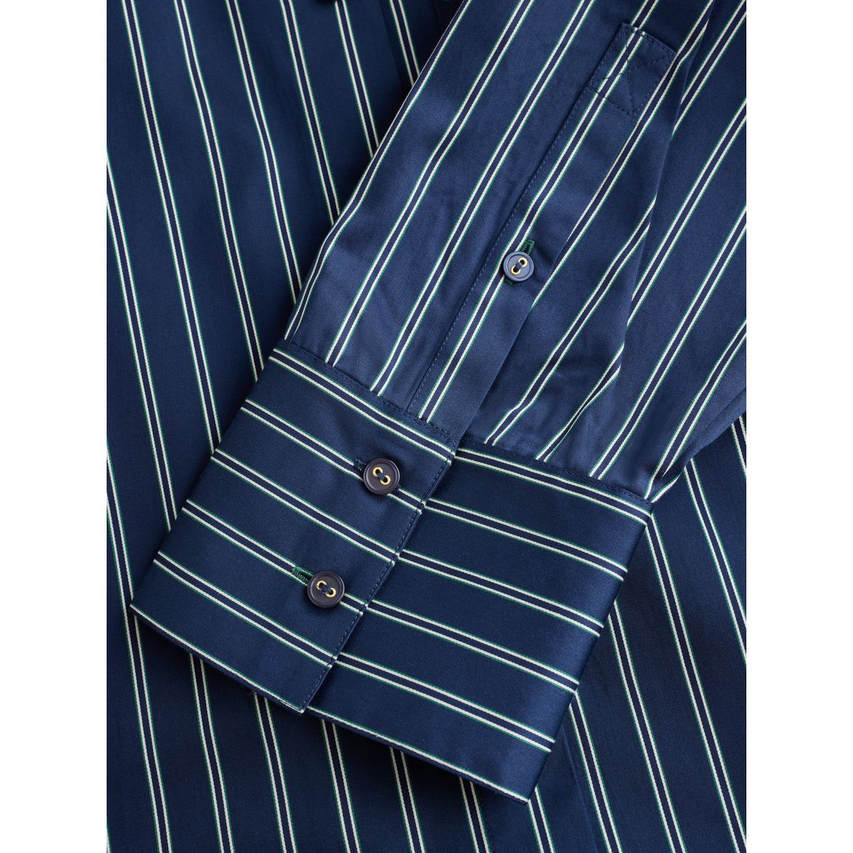 Chemise manches longues en coton satiné rayures bleu marine/blanc, NEXT