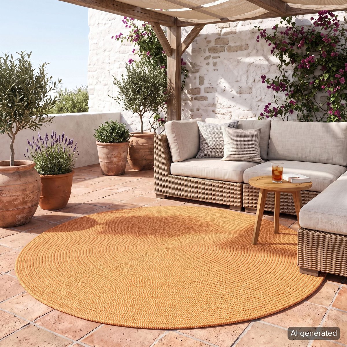 Tapis d'intérieur/d'extérieur fabriqué à la main - SOLARIS orange, GINO FALCONE