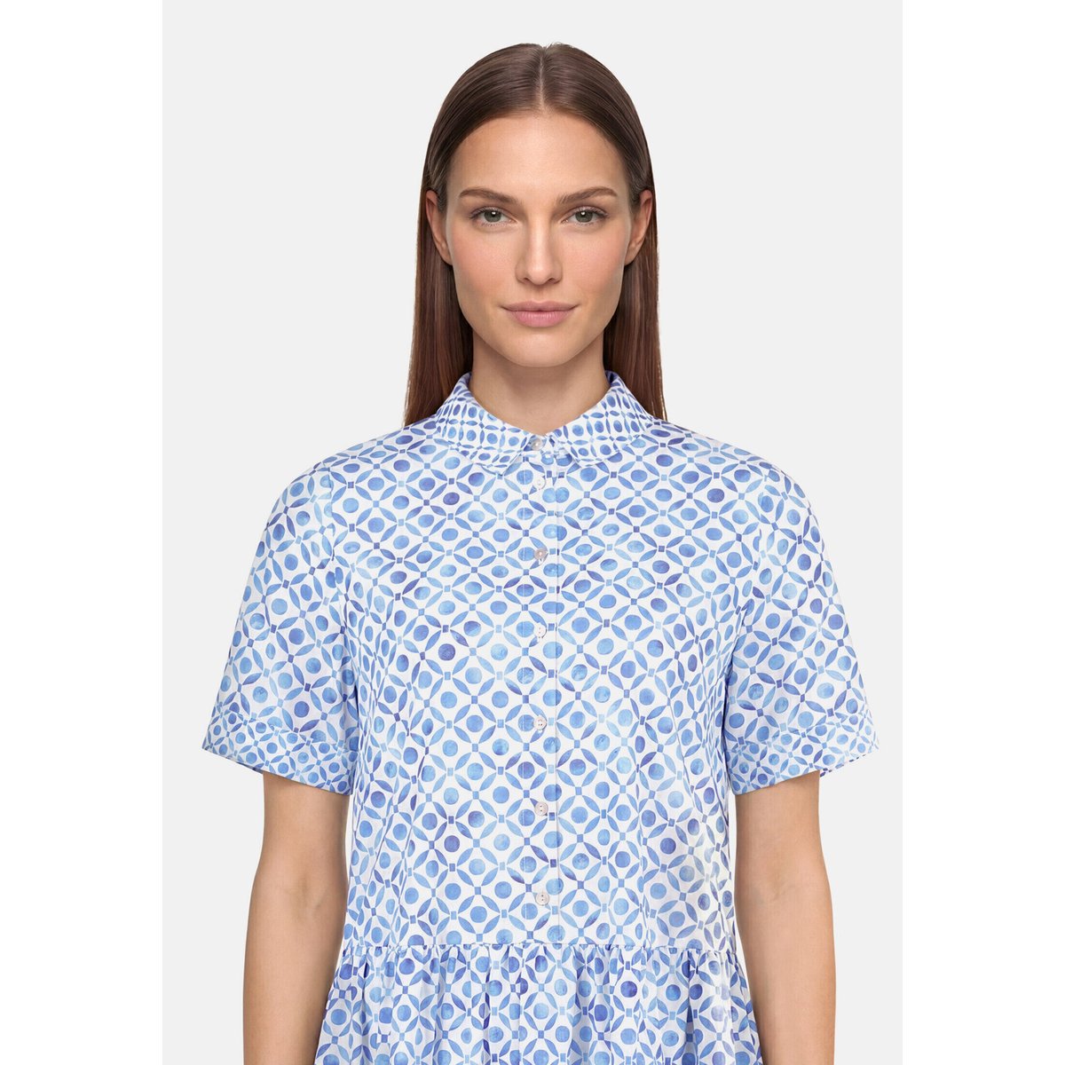 Robe-chemisier à motifs blanc/bleu, CARTOON