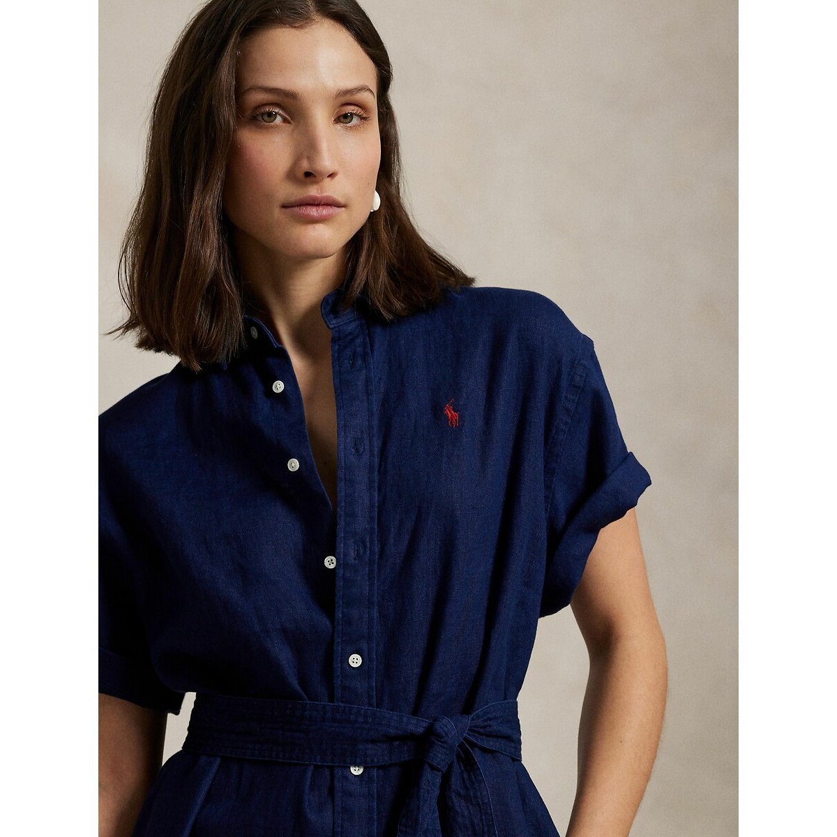 Shirt Dress with Belt, Short Sleeves navy, POLO RALPH LAUREN