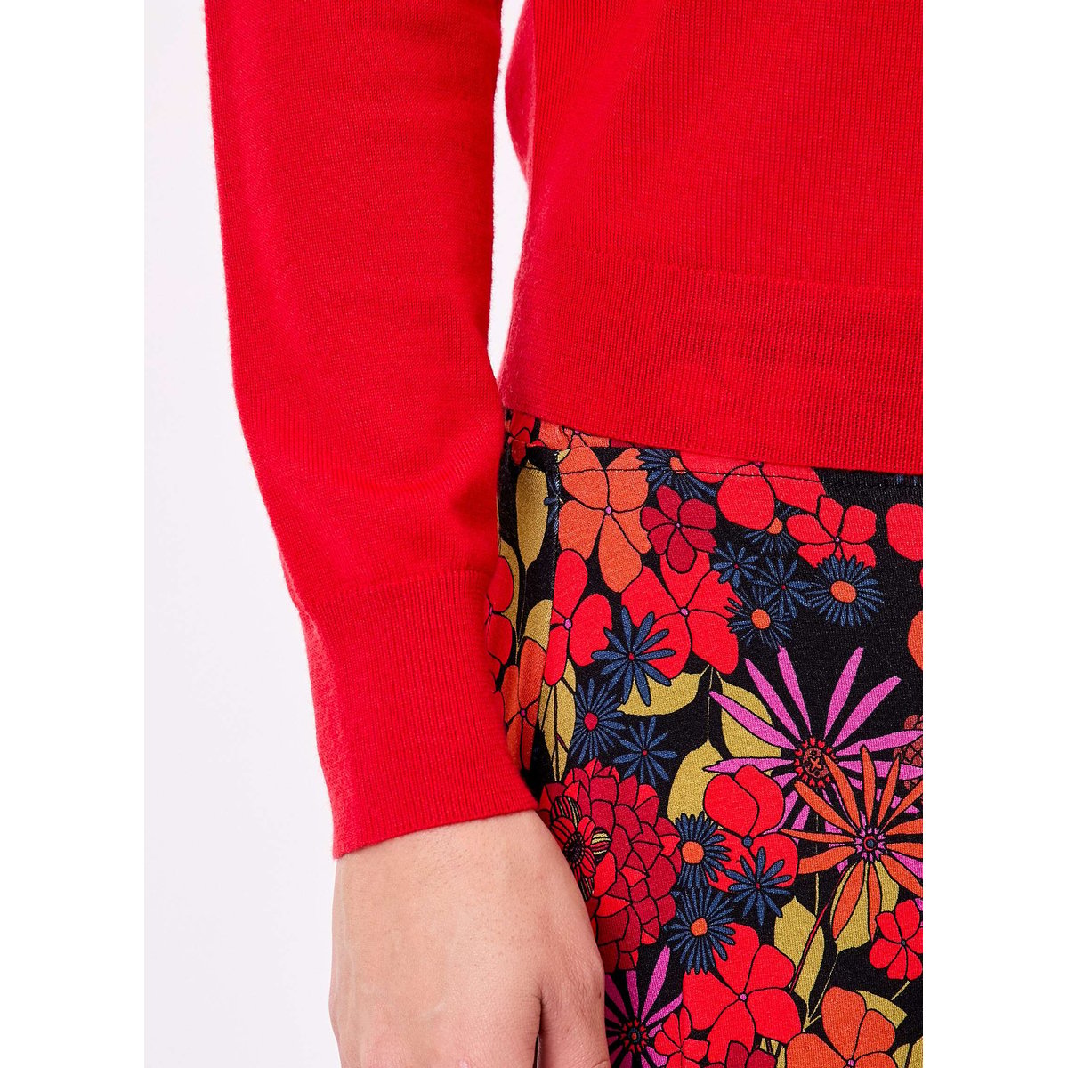 Pull laine mérinos col polo KARL rouge, PRINCESSE NOMADE
