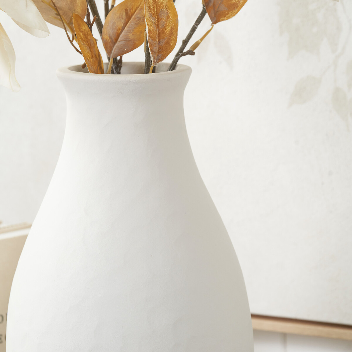 41cm Tall White Textured Stoneware Vase white, ÉDITÉ