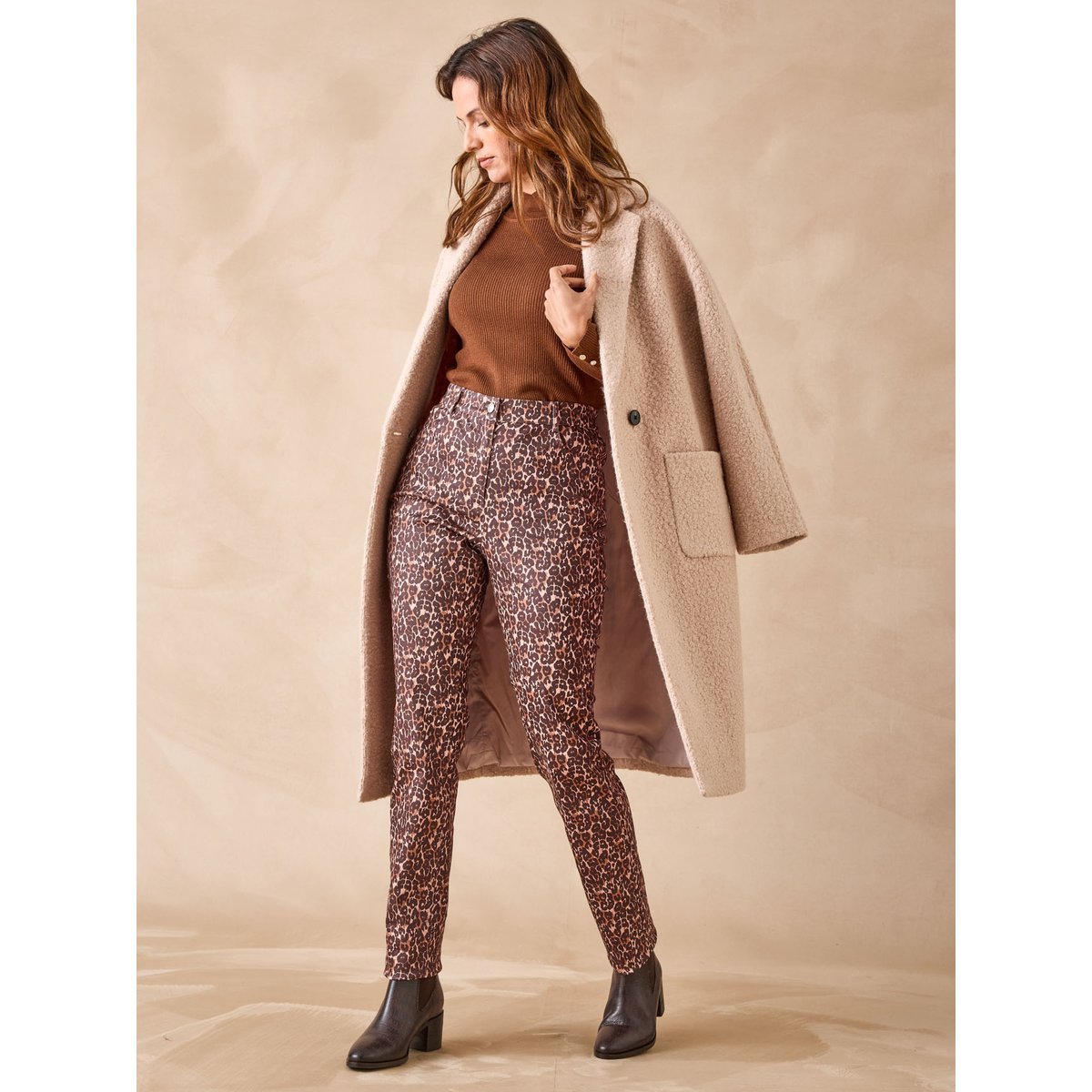 Pantalon taille haute 5 poches imprimé peau de bête, DAXON