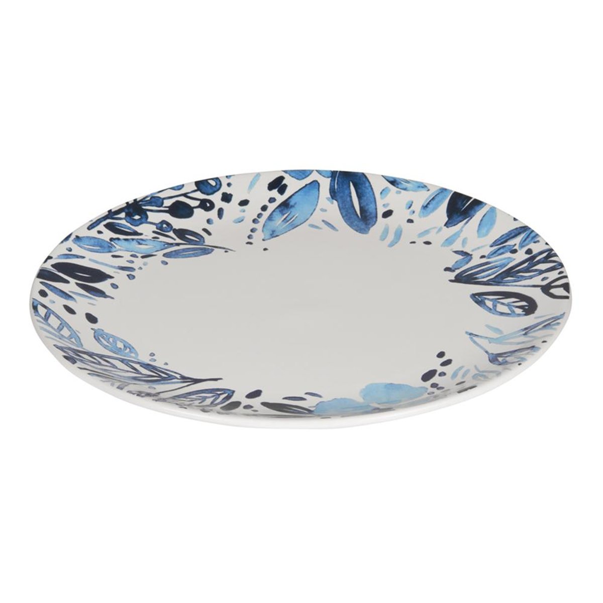 Assiette plate Jardin bleu 27 cm (lot de 6) blanc, TREND'UP