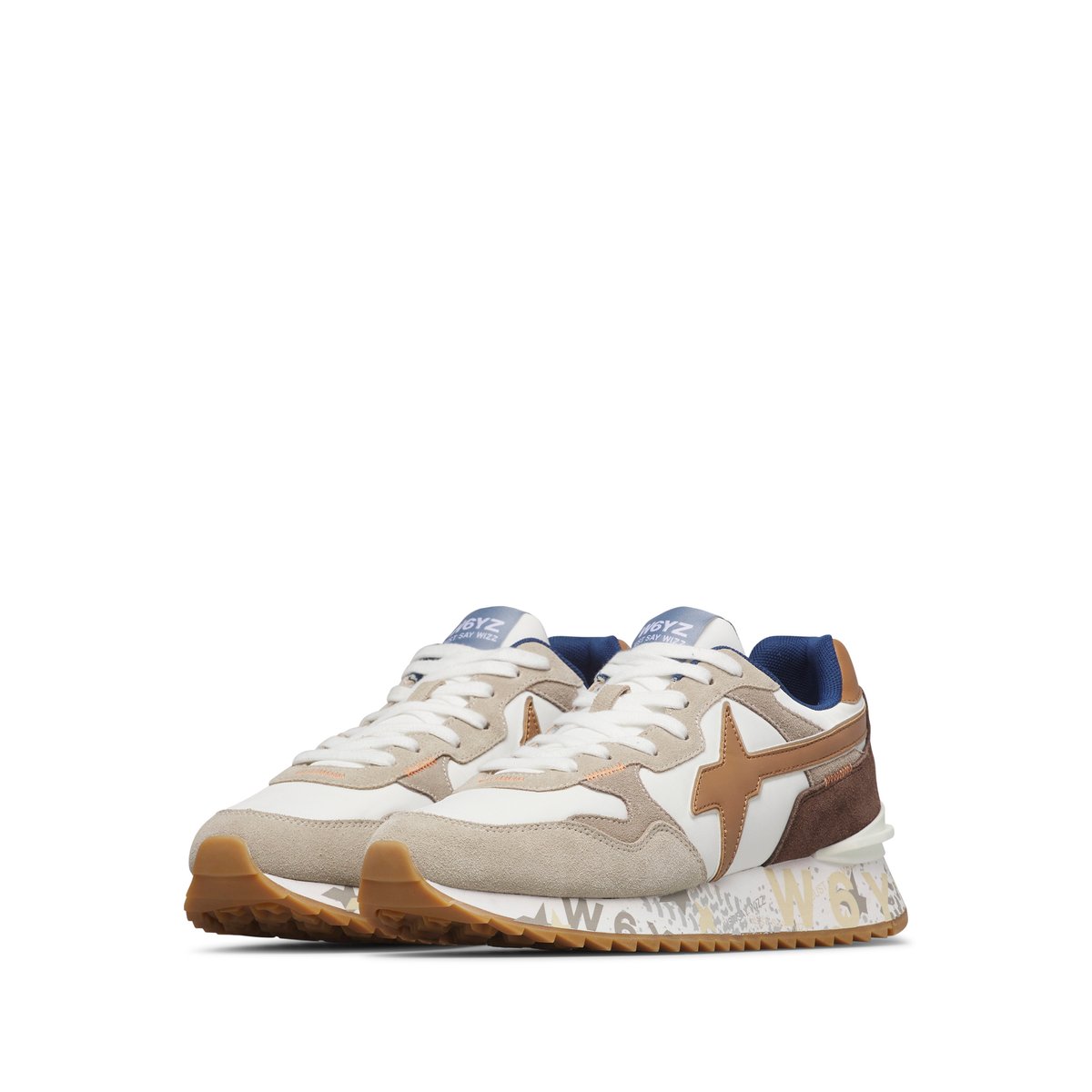 Sneakers en tissu technique et en daim YAK-M. beige-blanc, W6YZ