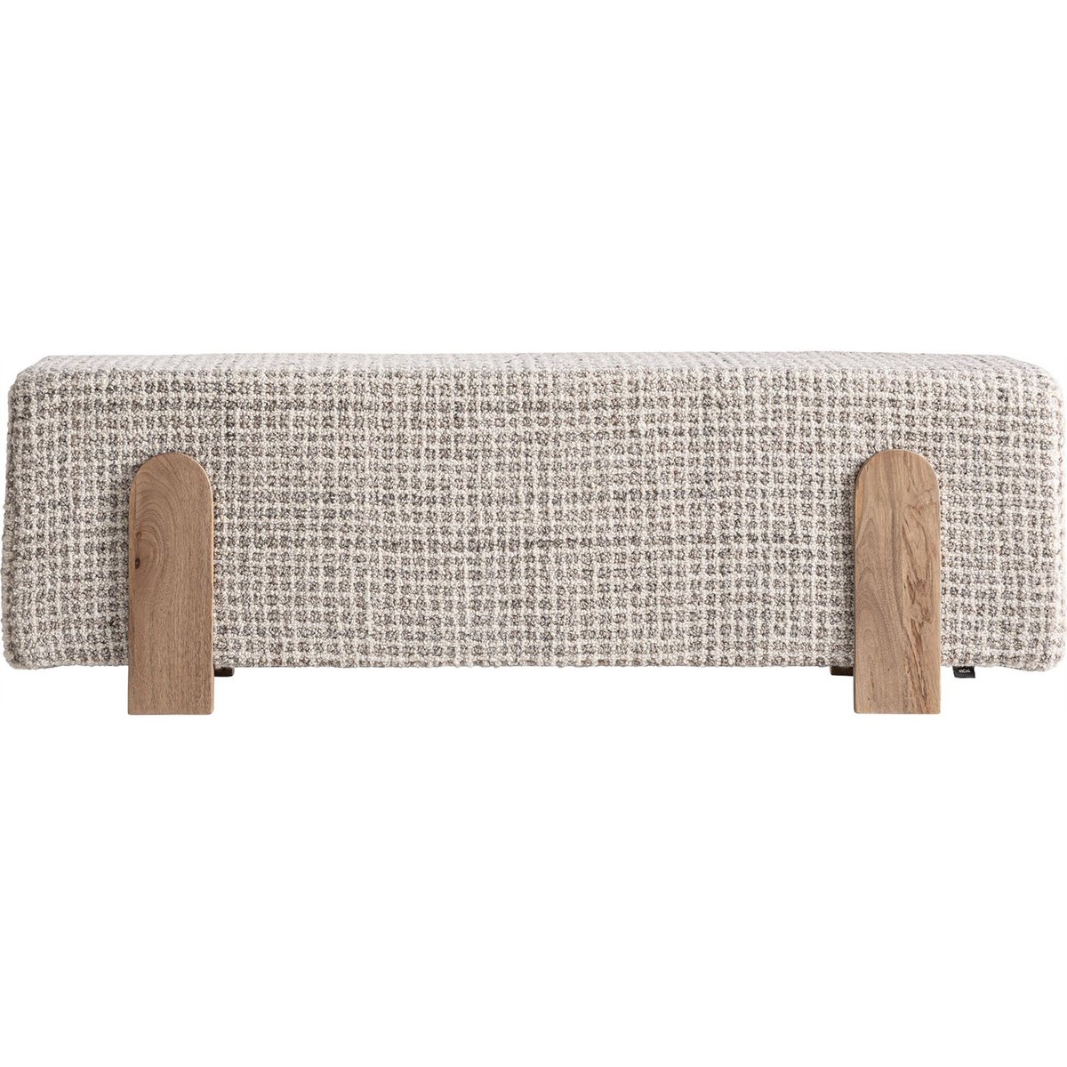 Banquette bout de lit en laine beige et bois marron, RECOLLECTION