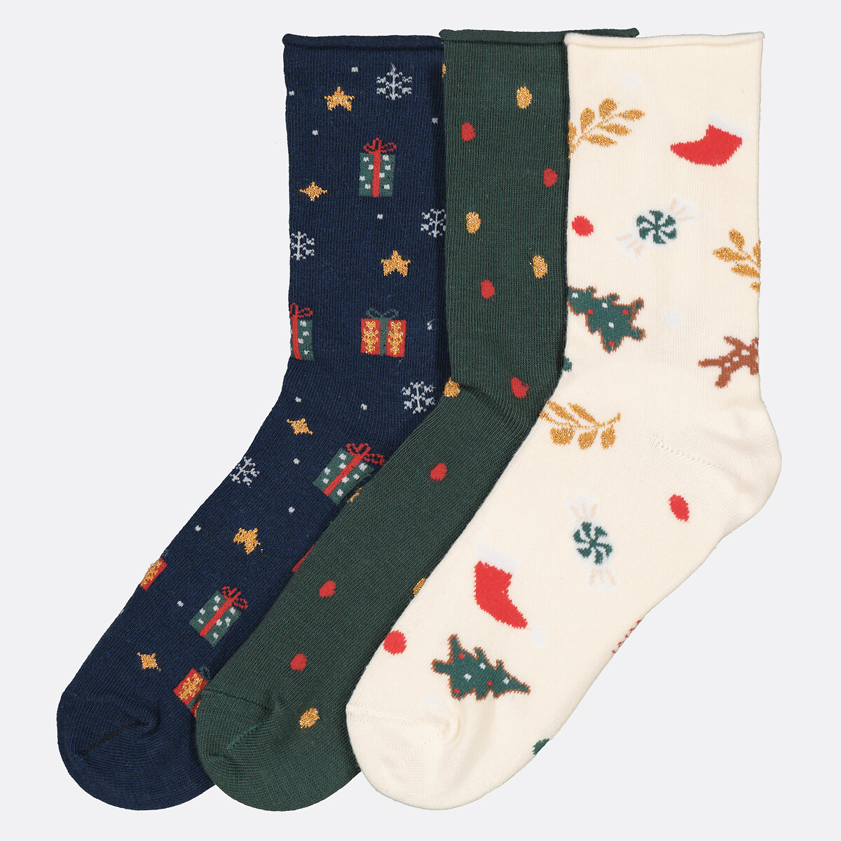 Pack of 3 Pairs of Christmas Socks printed, LA REDOUTE COLLECTIONS