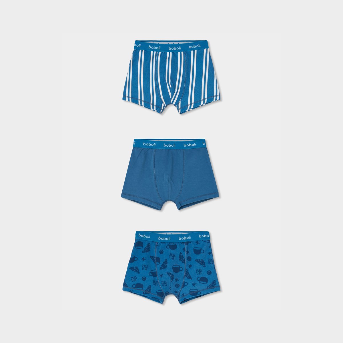 Lot 3 boxers imprimé rayures et croissants multicolore, BOBOLI