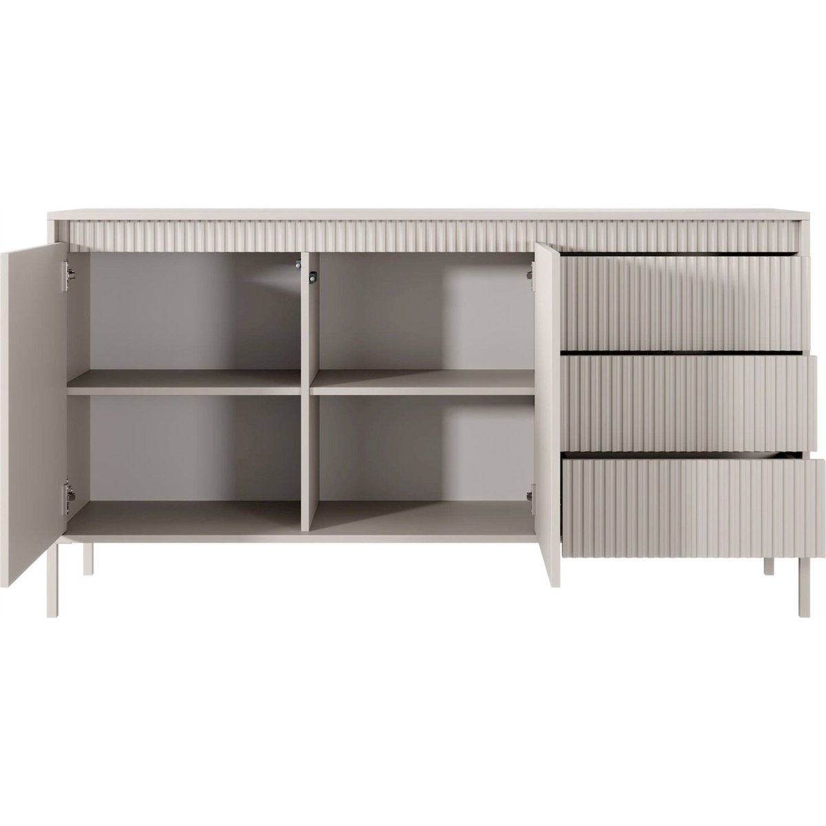 Buffet bois rainuré FALSETTO beige sable, RECOLLECTION