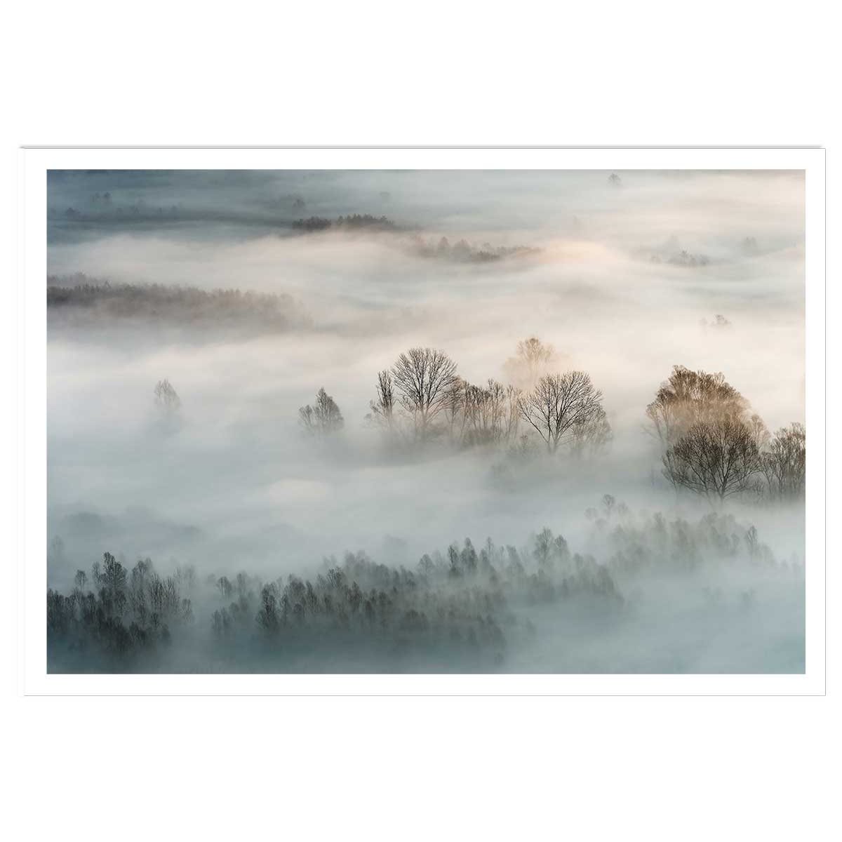 Affiche paysage brouillard hivernal affiche seule, HEXOA