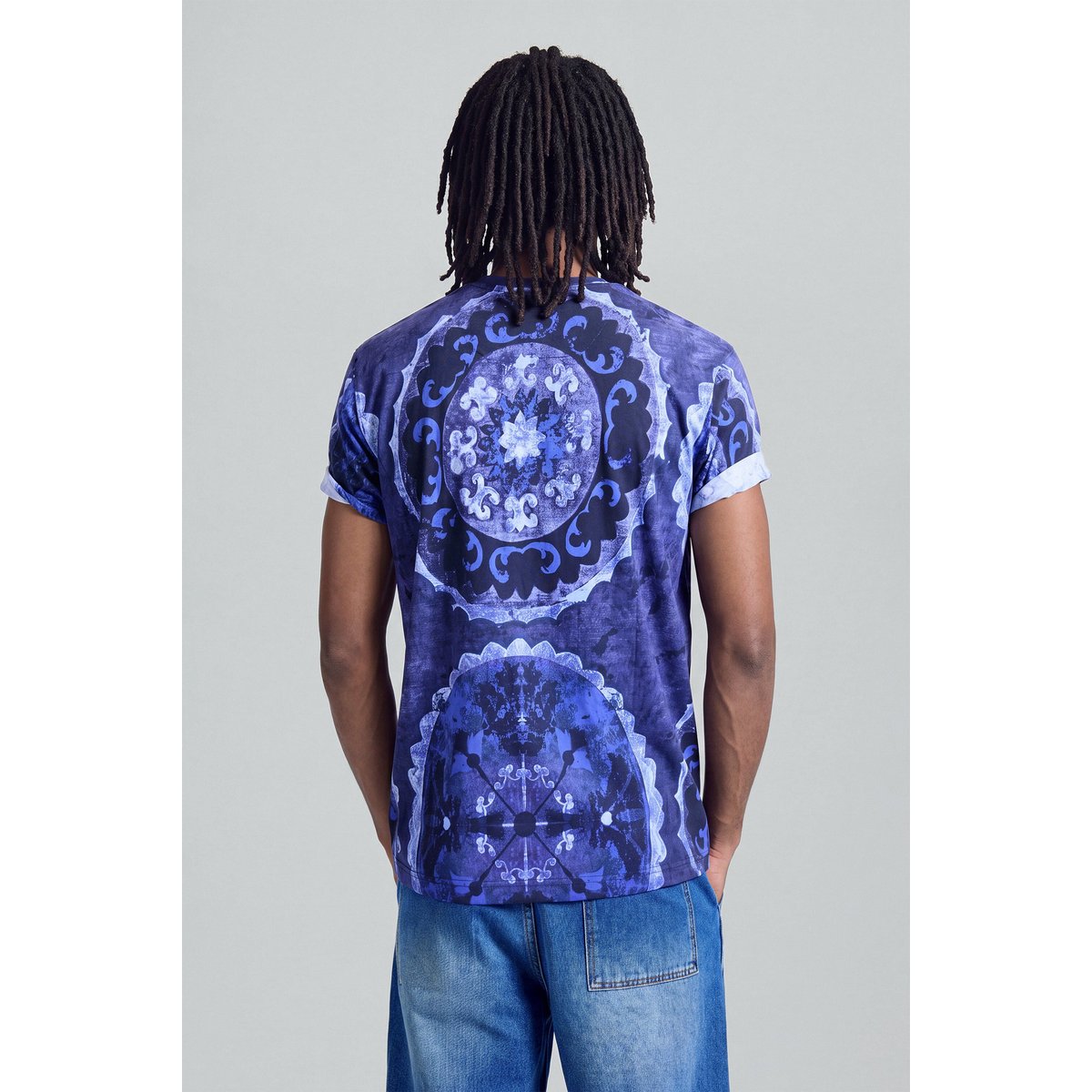 T-shirt à manches courtes imprimé bleu, DESIGUAL