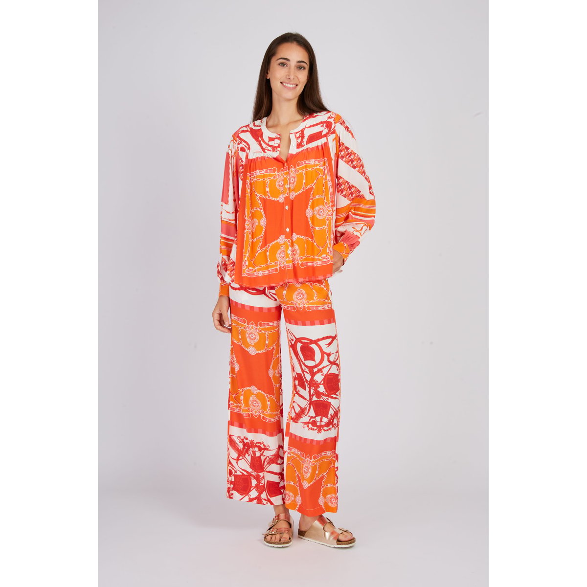 Pantalon évasé imprimé DANITZA orange, DERHY