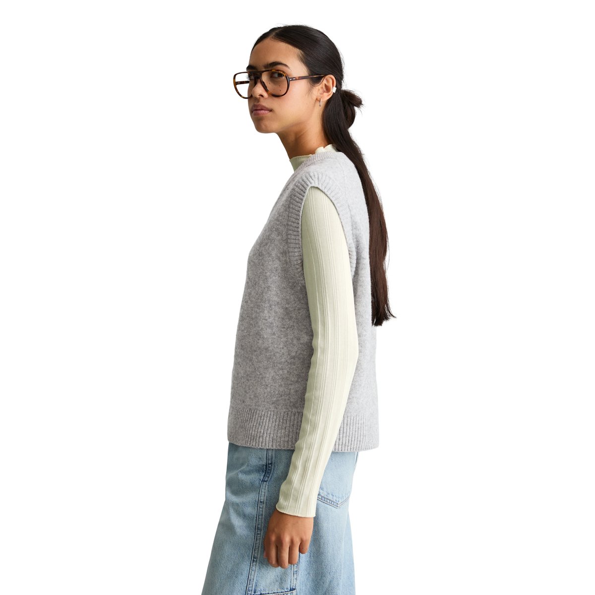 Gilet sans manches coupe classique en laine vierge douce gris, MARC O’POLO DENIM