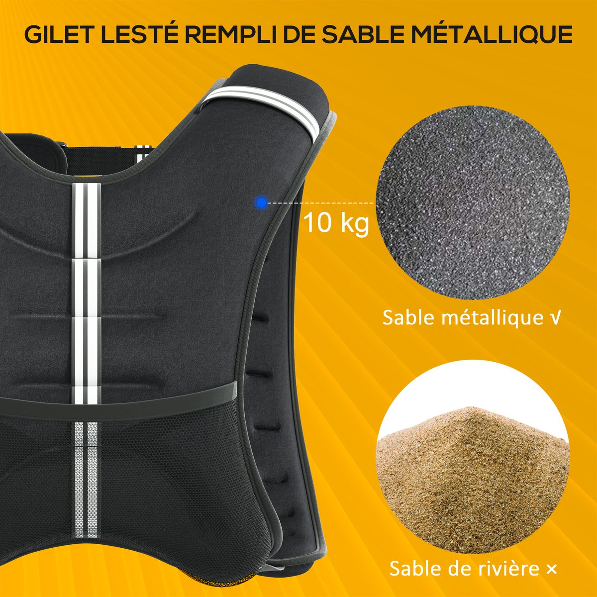 Gilet lesté Tissu Oxford Noir noir, HOMCOM