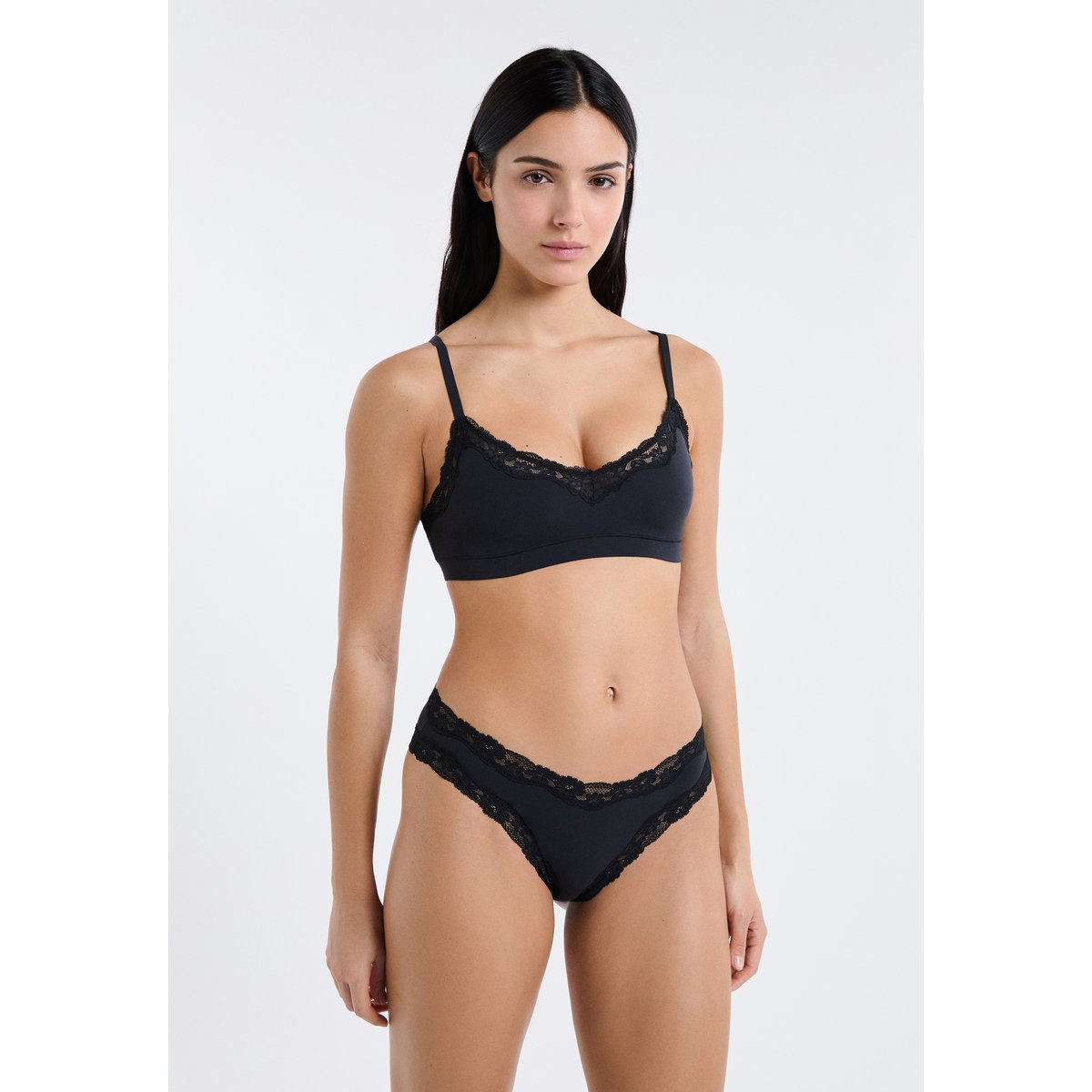 Brassière en microfibre et dentelle PURE SOFT LACE noir, ETAM