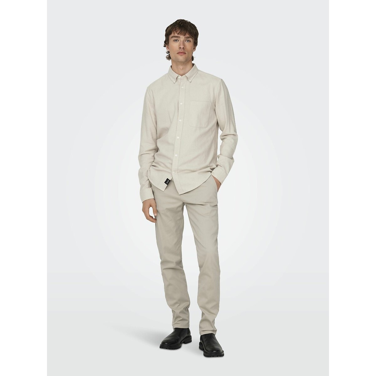 Chemise slim beige clair, ONLY & SONS