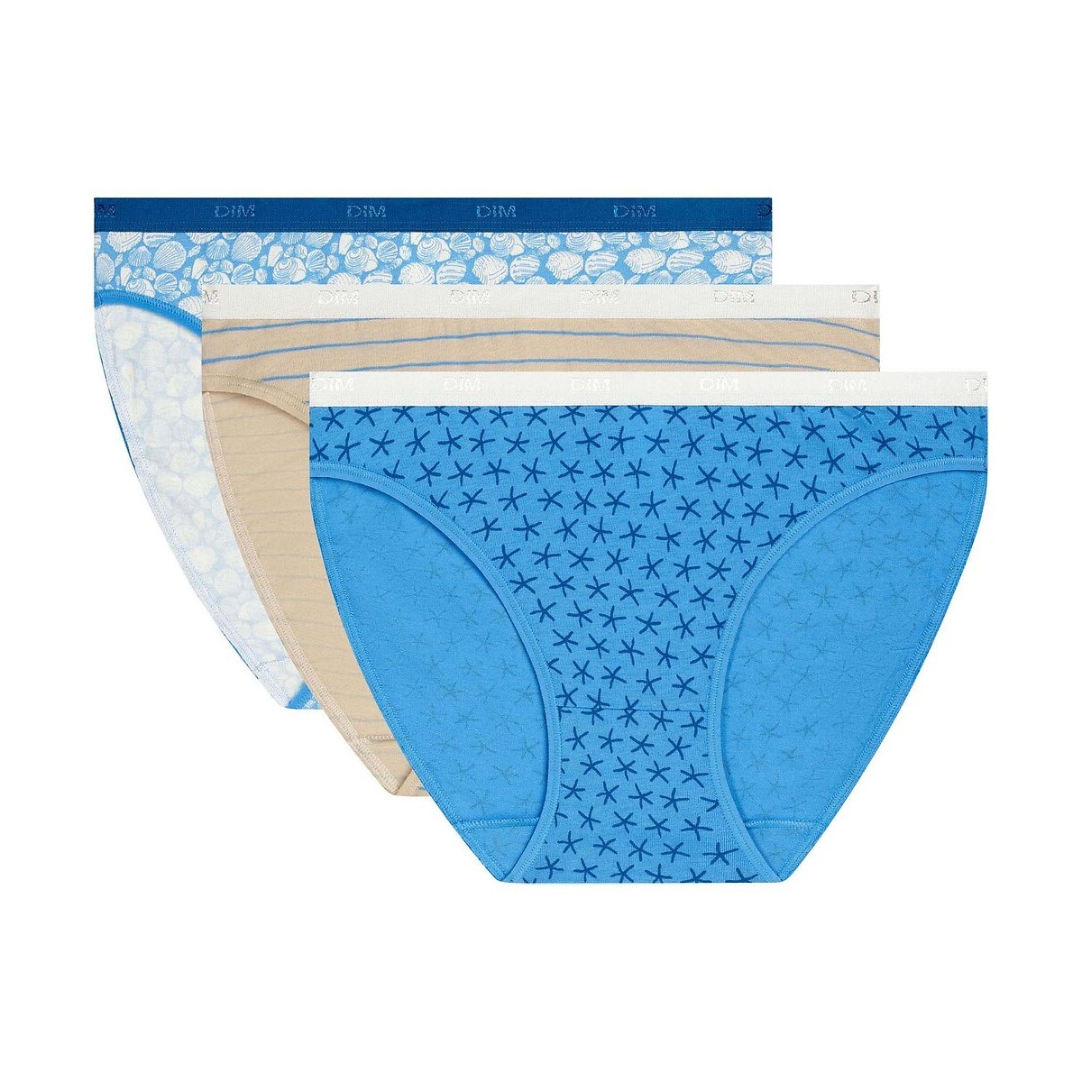 Lot de 3 slips les pockets coton stretch evasion marine, DIM