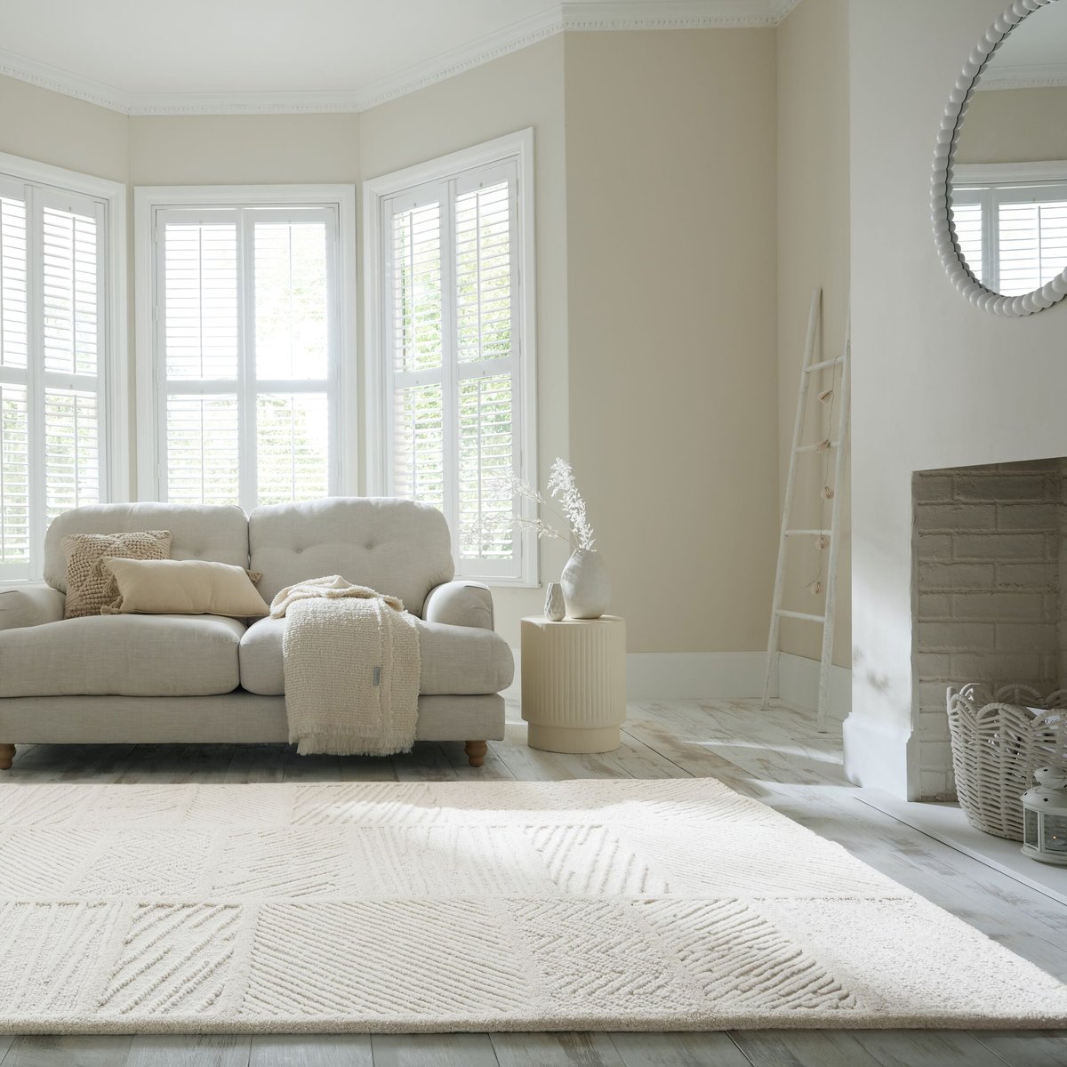 Tapis en laine BLOCKS RELIEF blanc, FLAIR RUGS