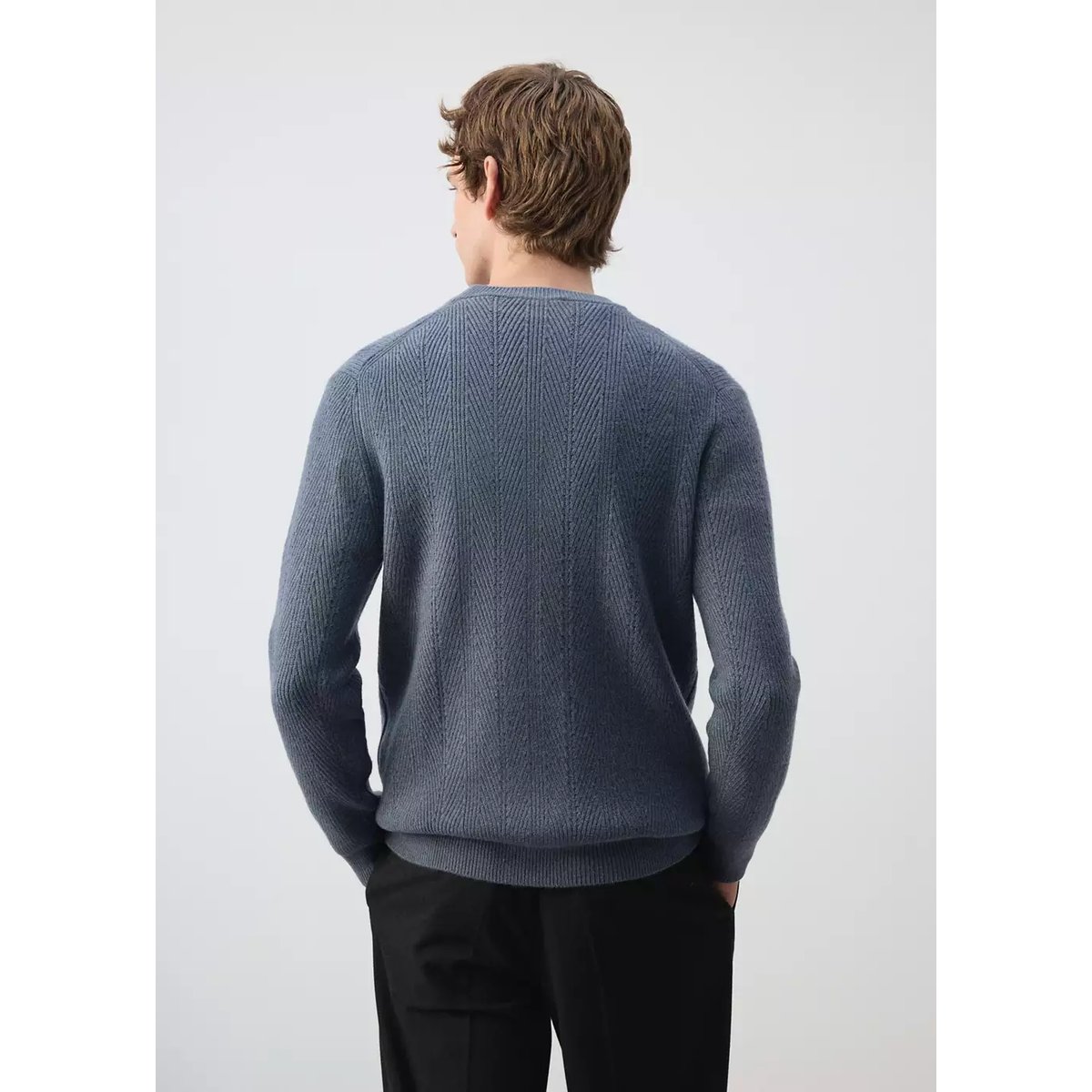 Pull-over maille chevrons bleu indigo, MANGO MAN