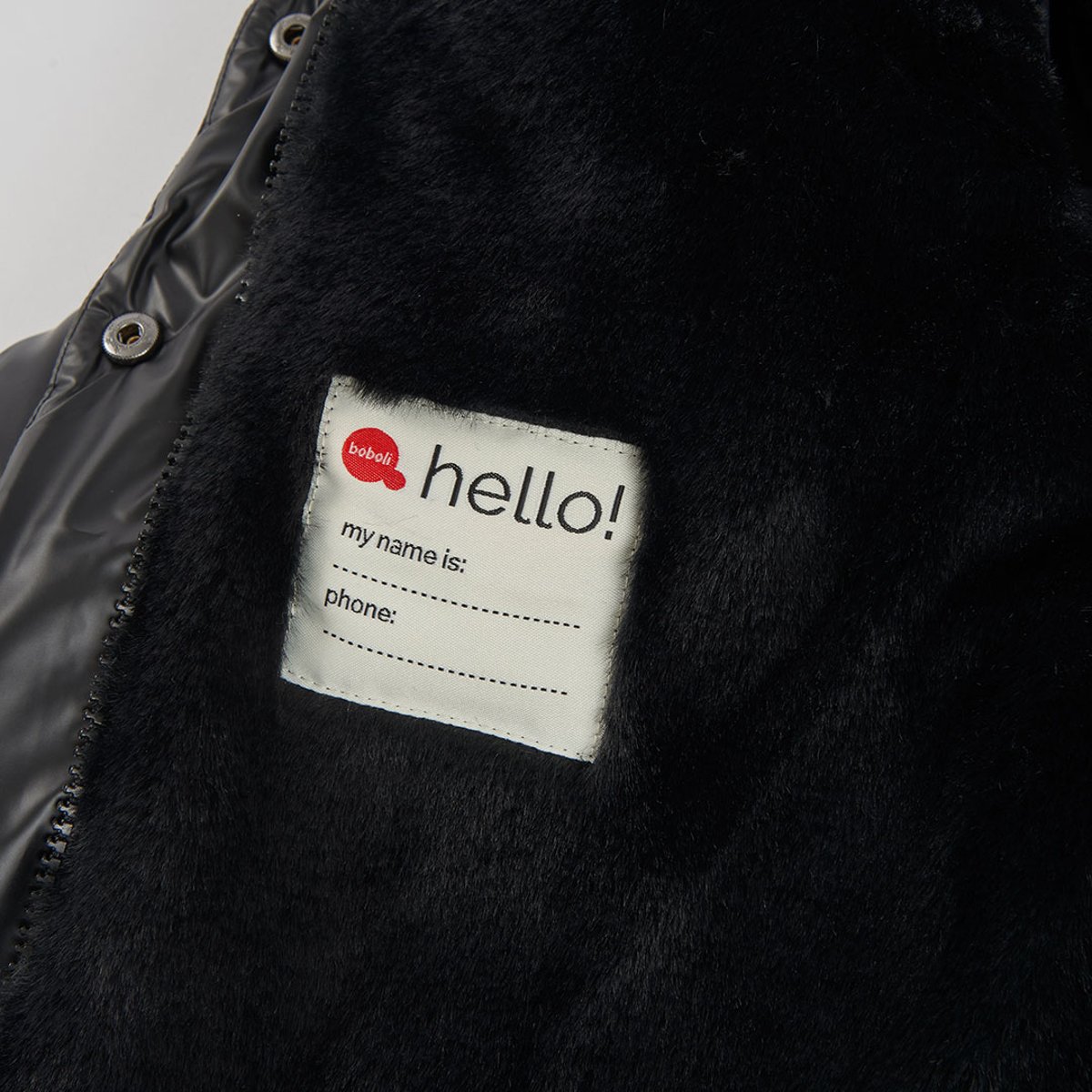 Parka fille en tissu technique à capuche noir, BOBOLI