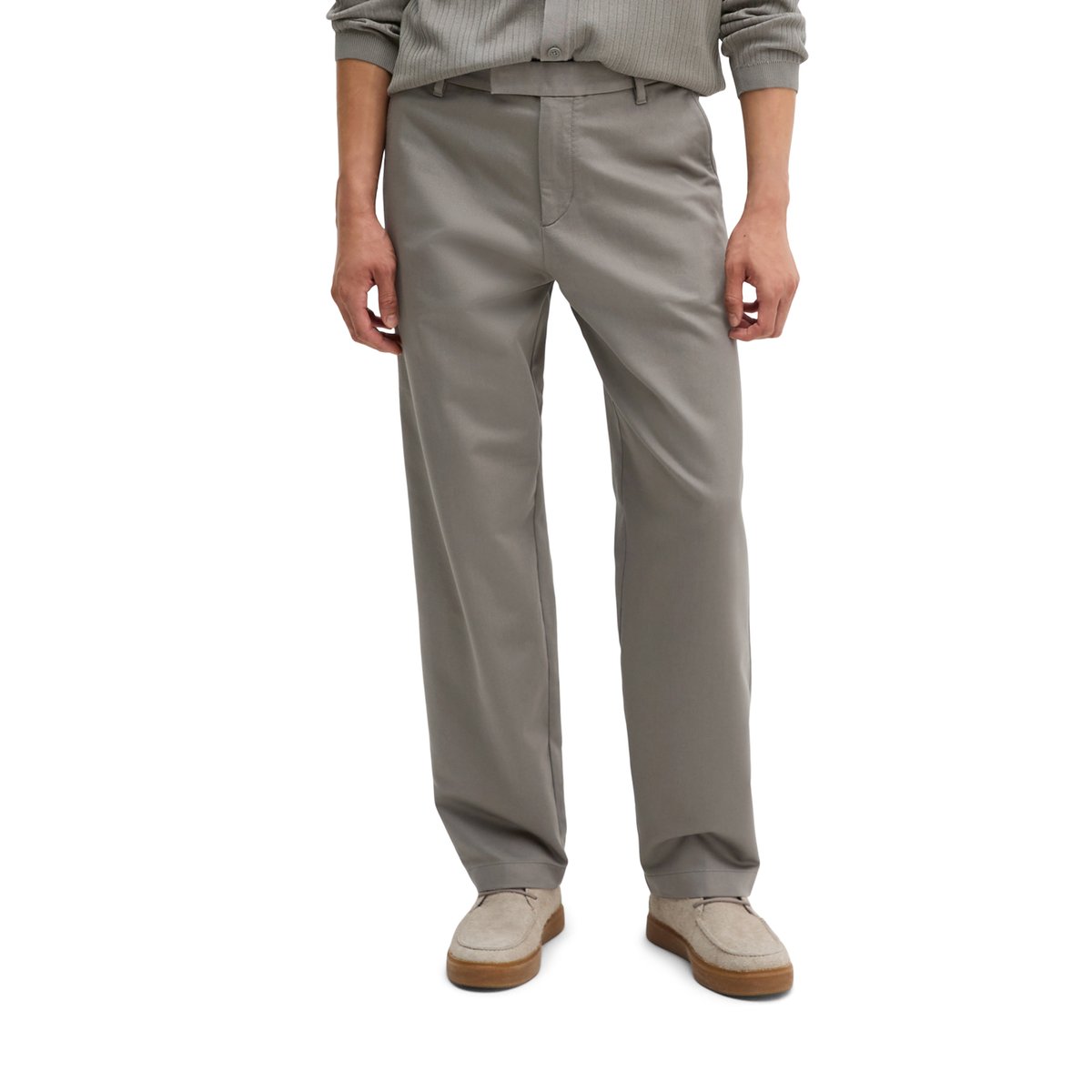 Chino modèle Bent relaxed en satin stretch de coton bio gris, MARC O'POLO