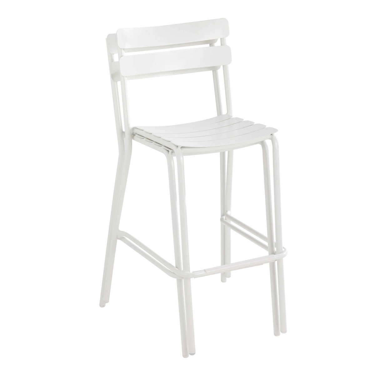 Table haute 60x60 cm inclinable en aluminium et 2 chaises hautes, ALMADA blanc, OVIALA