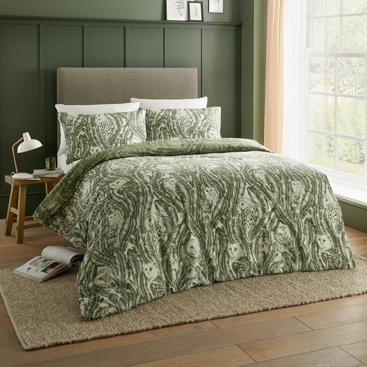 Albus Reversible Duvet Cover and Pillowcase Set dark green, WYLDER