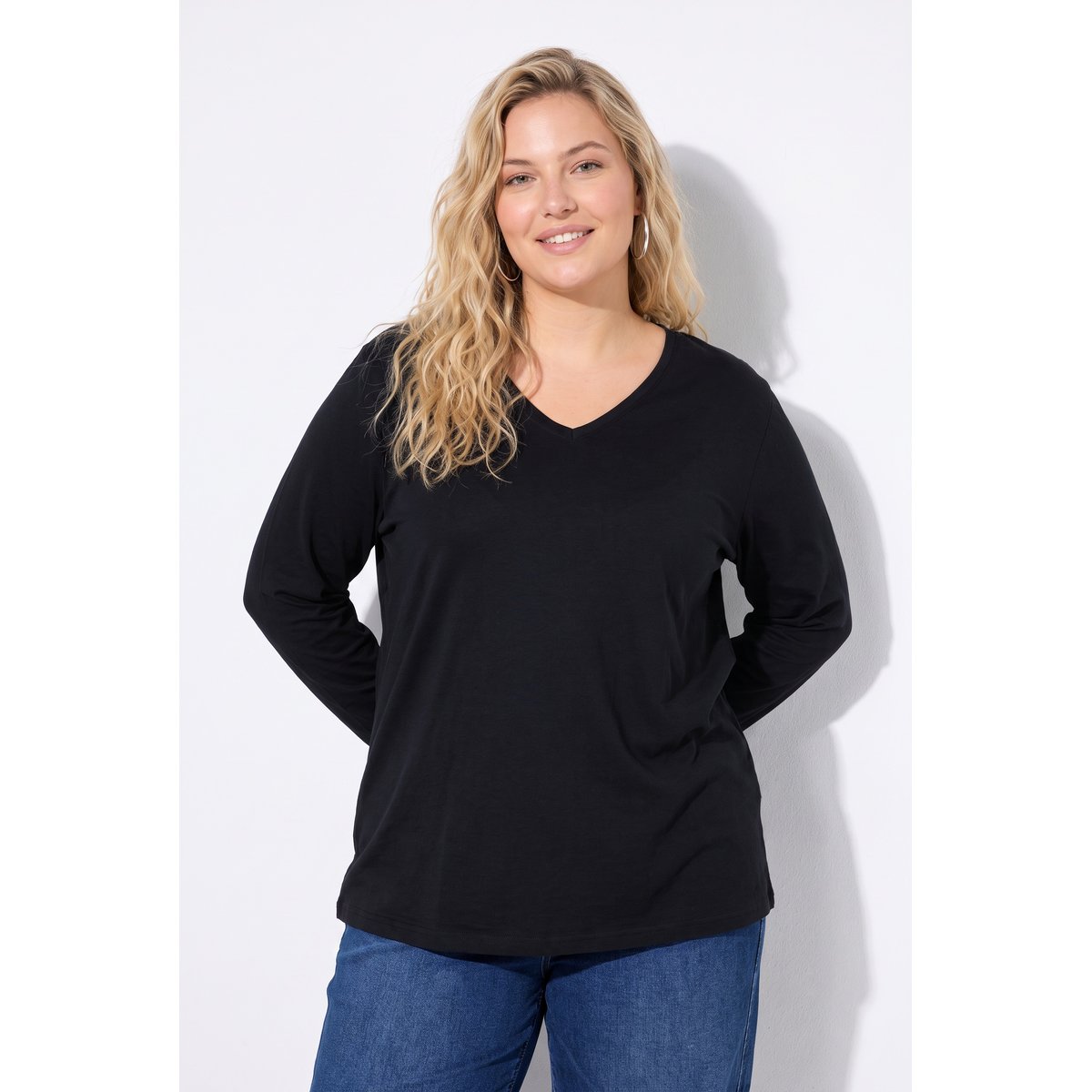 T-shirt manches longues. T-shirt noir, ULLA POPKEN