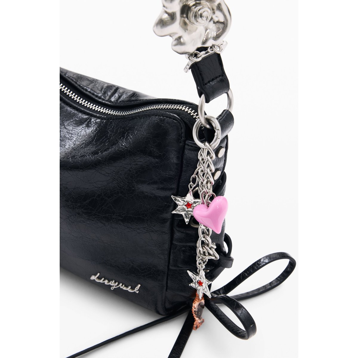 Sac effet cuir avec breloques noir, DESIGUAL